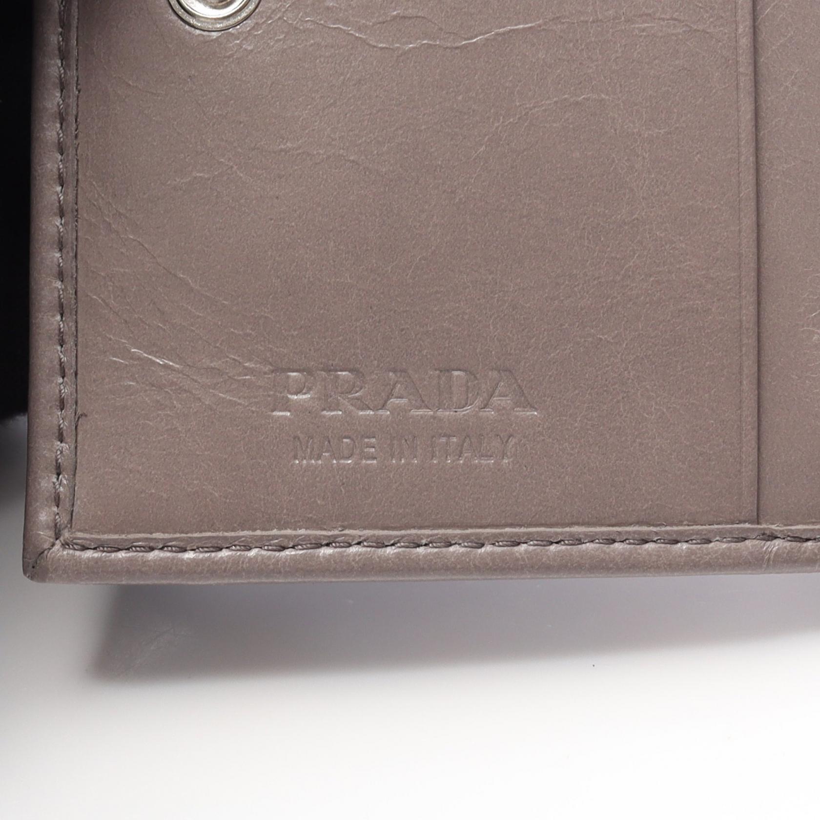 PRADA Soft Lux Bi-fold Wallet 2ML0492CX7F0116 Leather Gray NEW