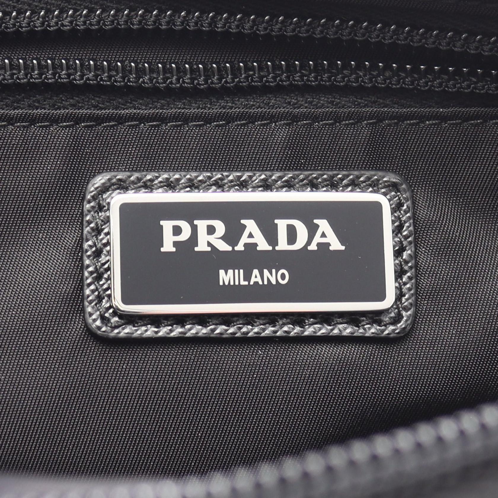 PRADA TESSTO ＋ SAFFIANO Waist Belt Bum Bag Nylon Leather Black