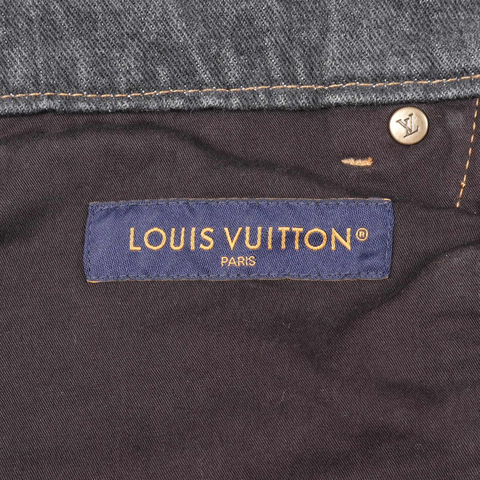 美品 ルイヴィトン フラワー ロゴ デニム ジーンズ ルイヴィトン LV フラワー ロゴ デニム パンツ