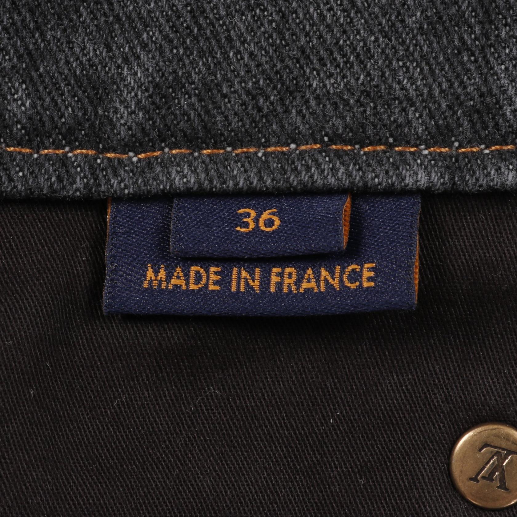 LOUIS VUITTON Monogram flower Denim pants cotton Gray Women LV #36