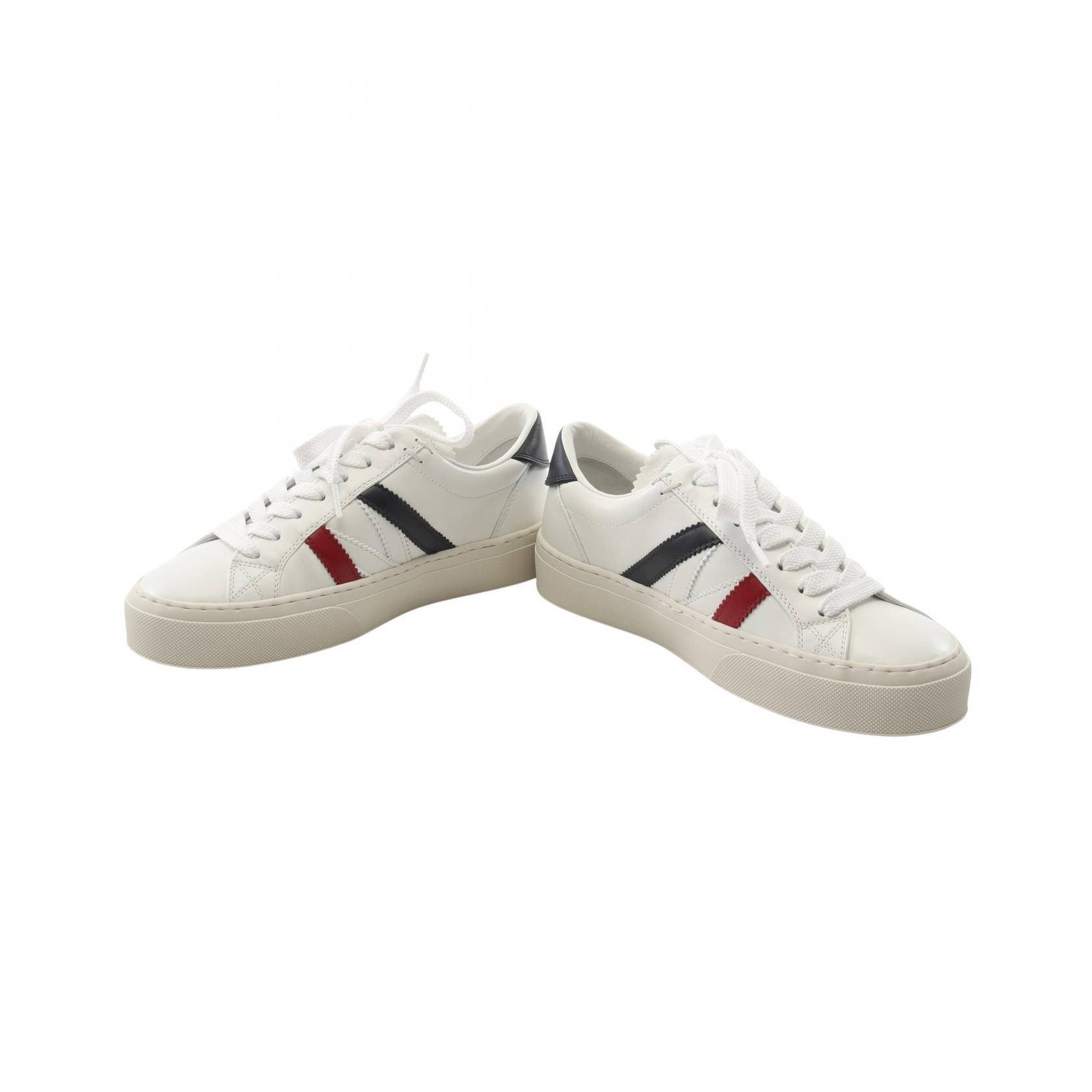 MONCLER MONACO2 sneakers Trainers leather White Navy Red NEW Women