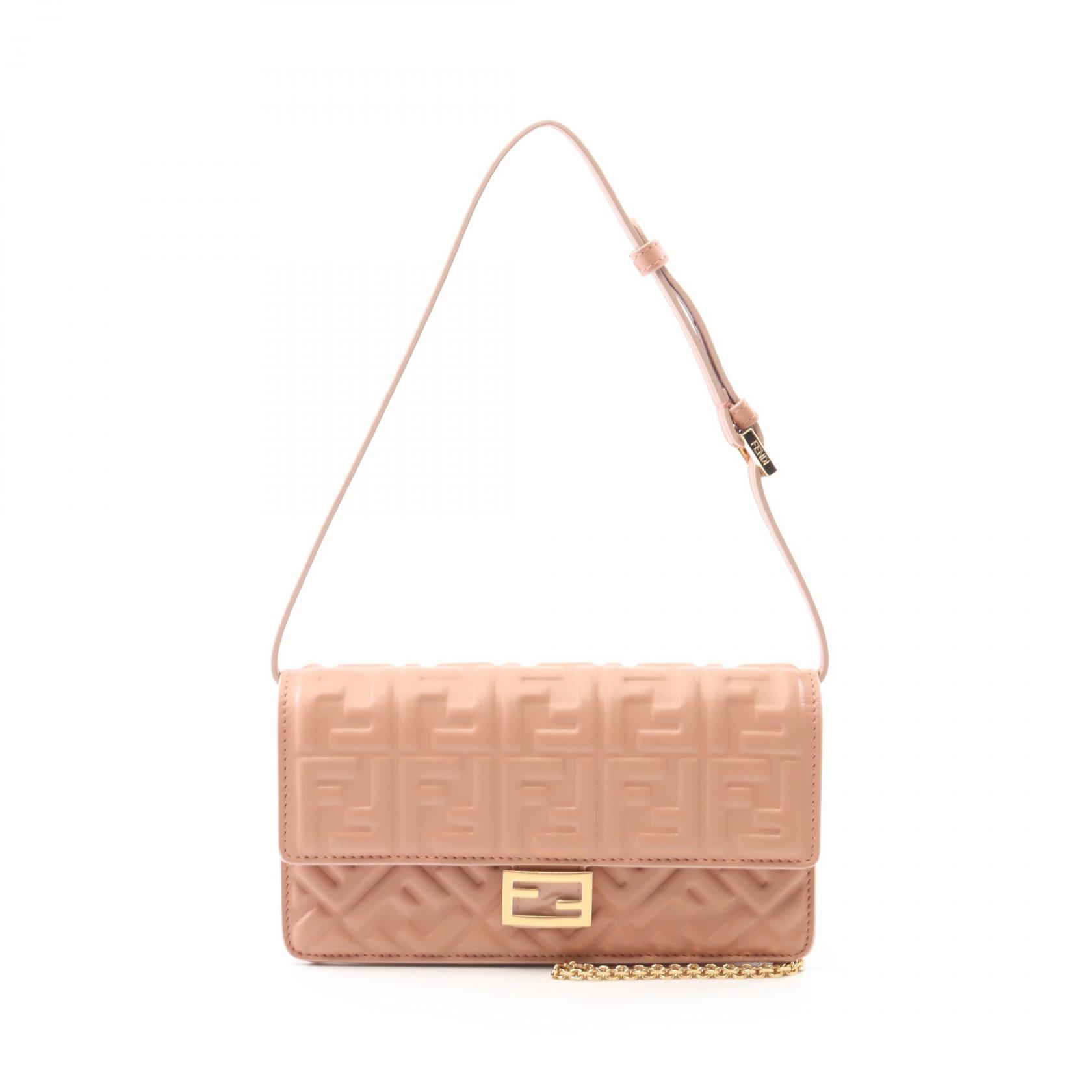 FENDI Baguette Zucca Shoulder Bag 8M0498 leather Pink NEW Women | eBay