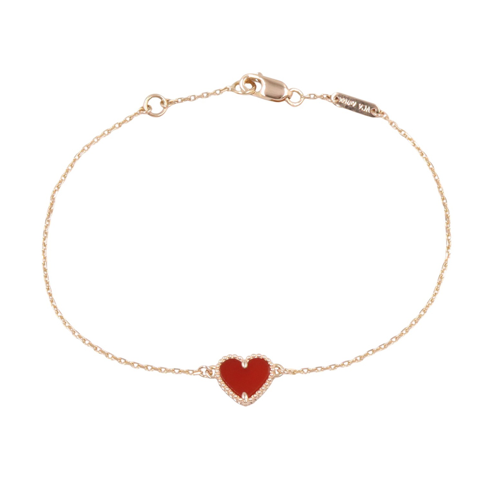 Van Cleef & Arpels Sweet Alhambra Heart Bracelet 18KRG Carnelian
