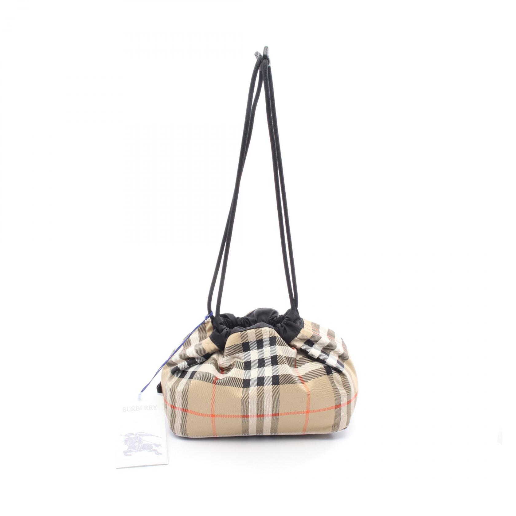 BURBERRY drawstring Handbag 8111317 Nylon leather Black Beige