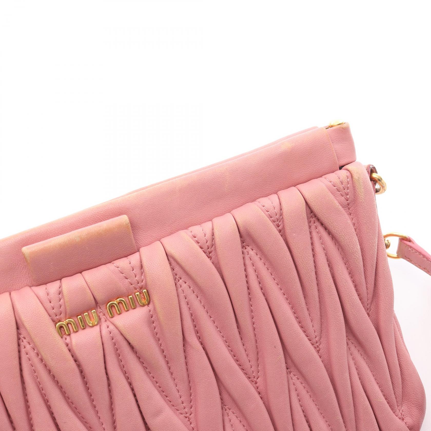 Miu Miu Materasse Crossbody Shoulder Bag 5BH356 leather Pink Used