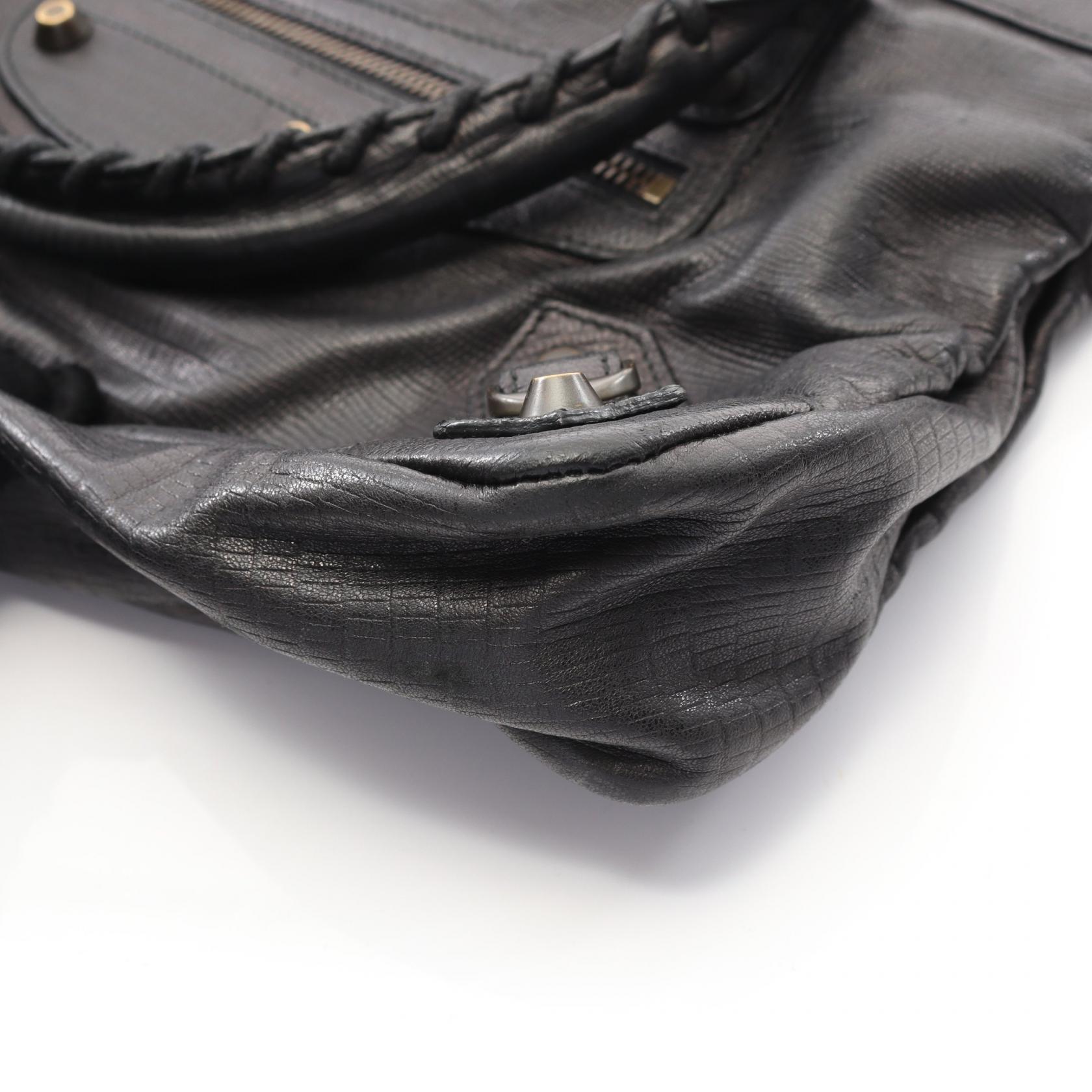 BALENCIAGA The first Shoulder Handbag leather Black Used