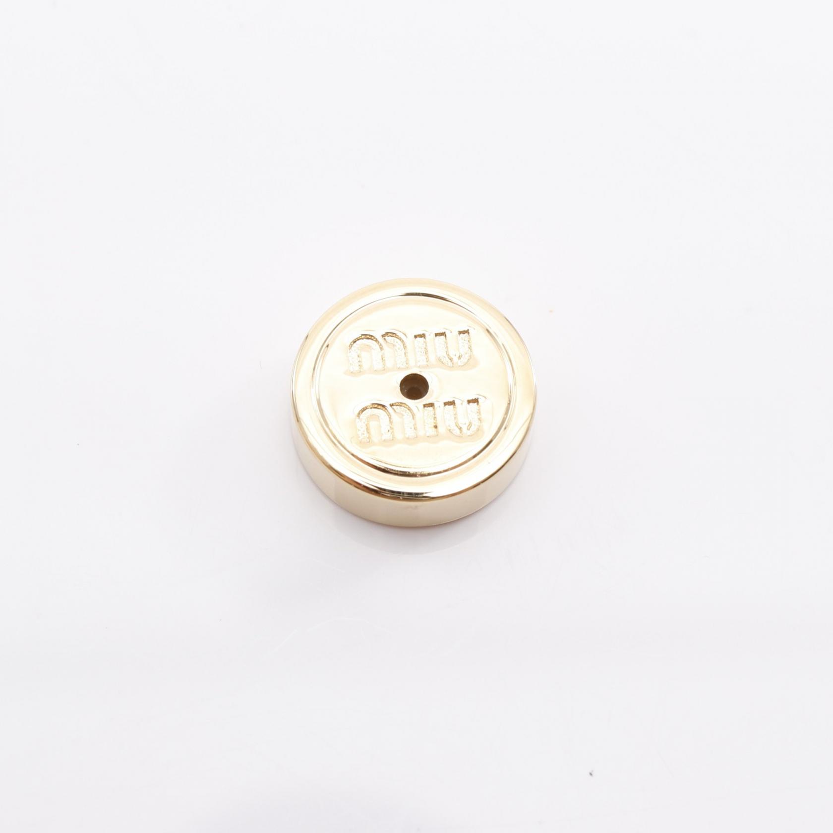 Miu Miu Enamel Metal Pierced earrings brass Gold Black NEW Women