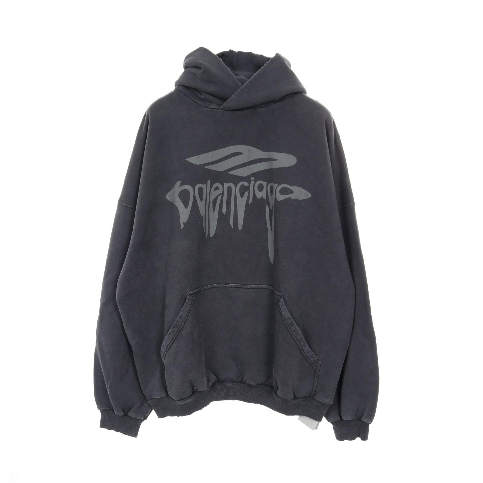 BALENCIAGA 3B Liquified Hoodie 803265TRVS91013M cotton Gray BALENCIAGA 3B Liquified Hoodie 803265TRVS91013M cotton Gray