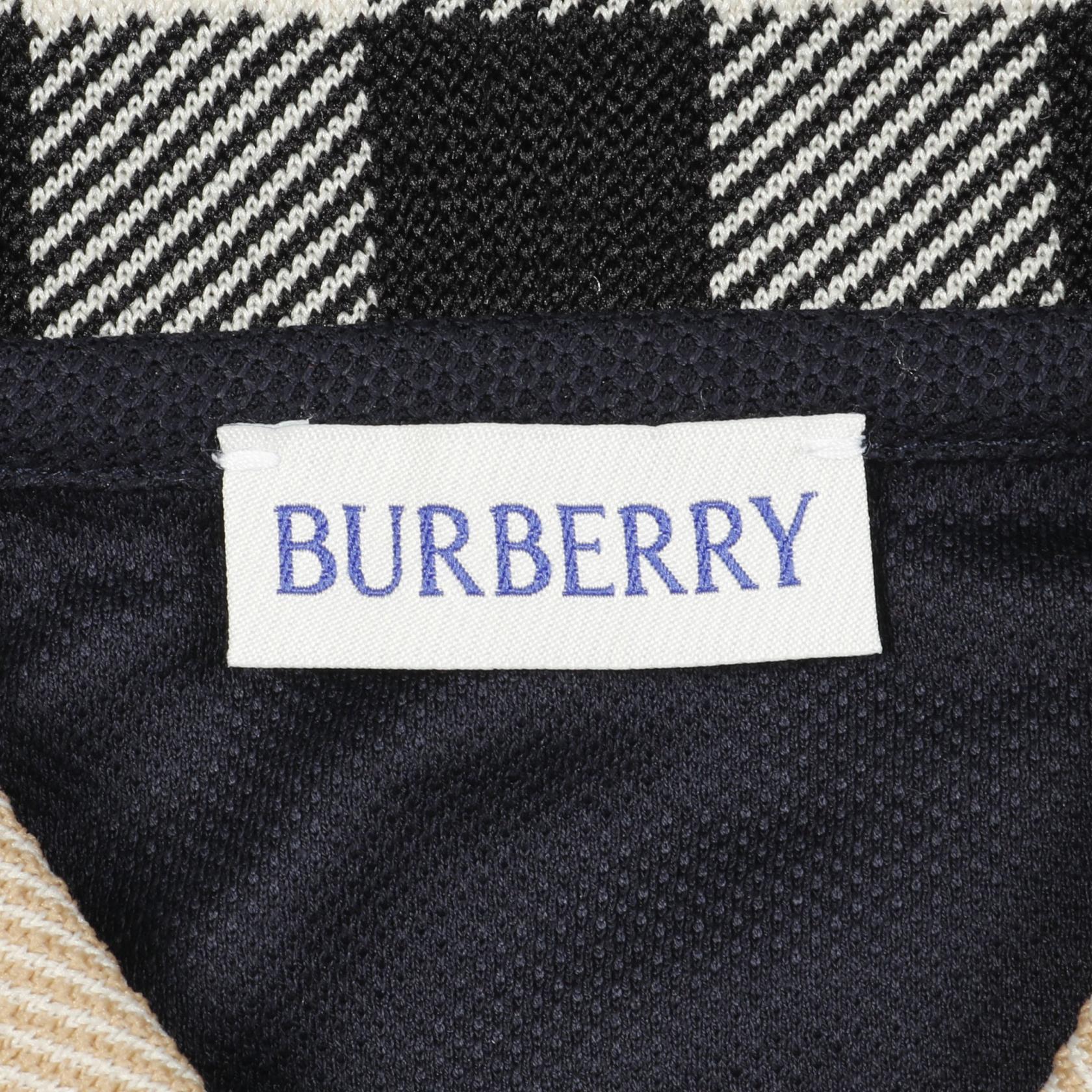BURBERRY Collar check Polo shirt 8072661L cotton Navy Brown #L NEW