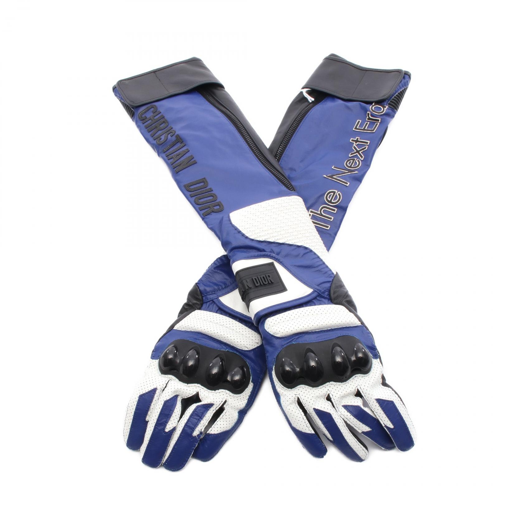 Christian Dior Long Gloves 25GLO750G900529S leather Blue Black #S