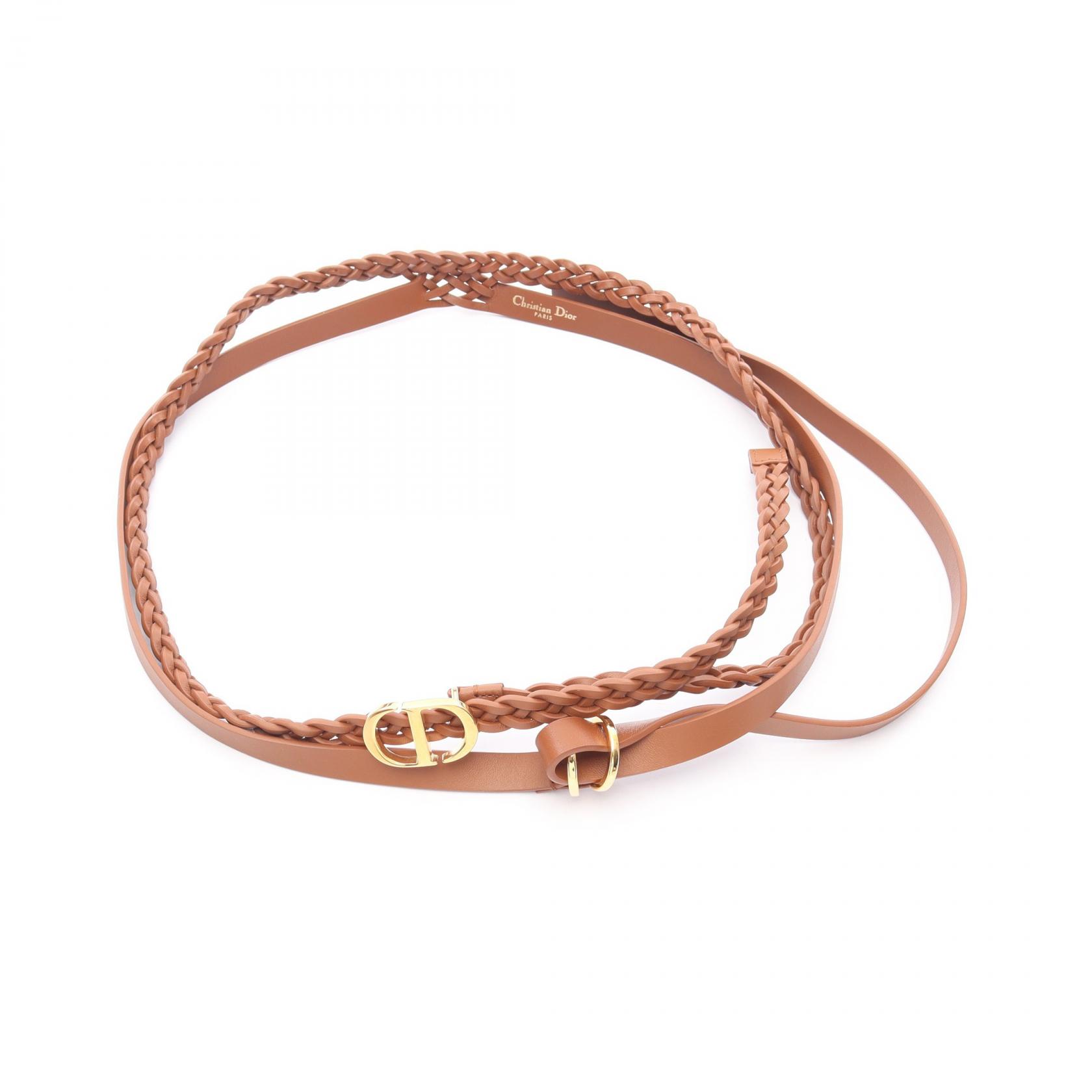 Christian Dior Double Belt B0088UBCW44M85 leather Brown Size 