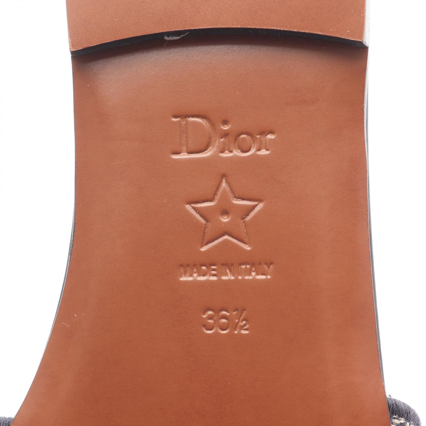 Christian Dior Dway Sandals KCQ166ERC56B36.5 canvas Navy Beige