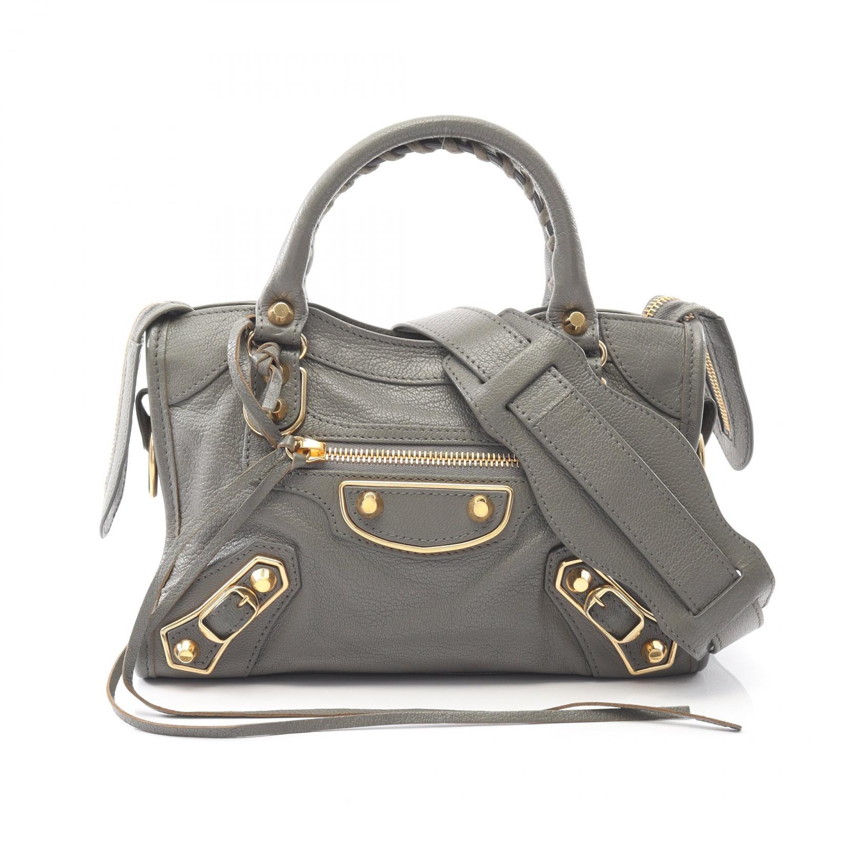 BALENCIAGA Classic Metallic Edge Mini City Handbag 390160 leather