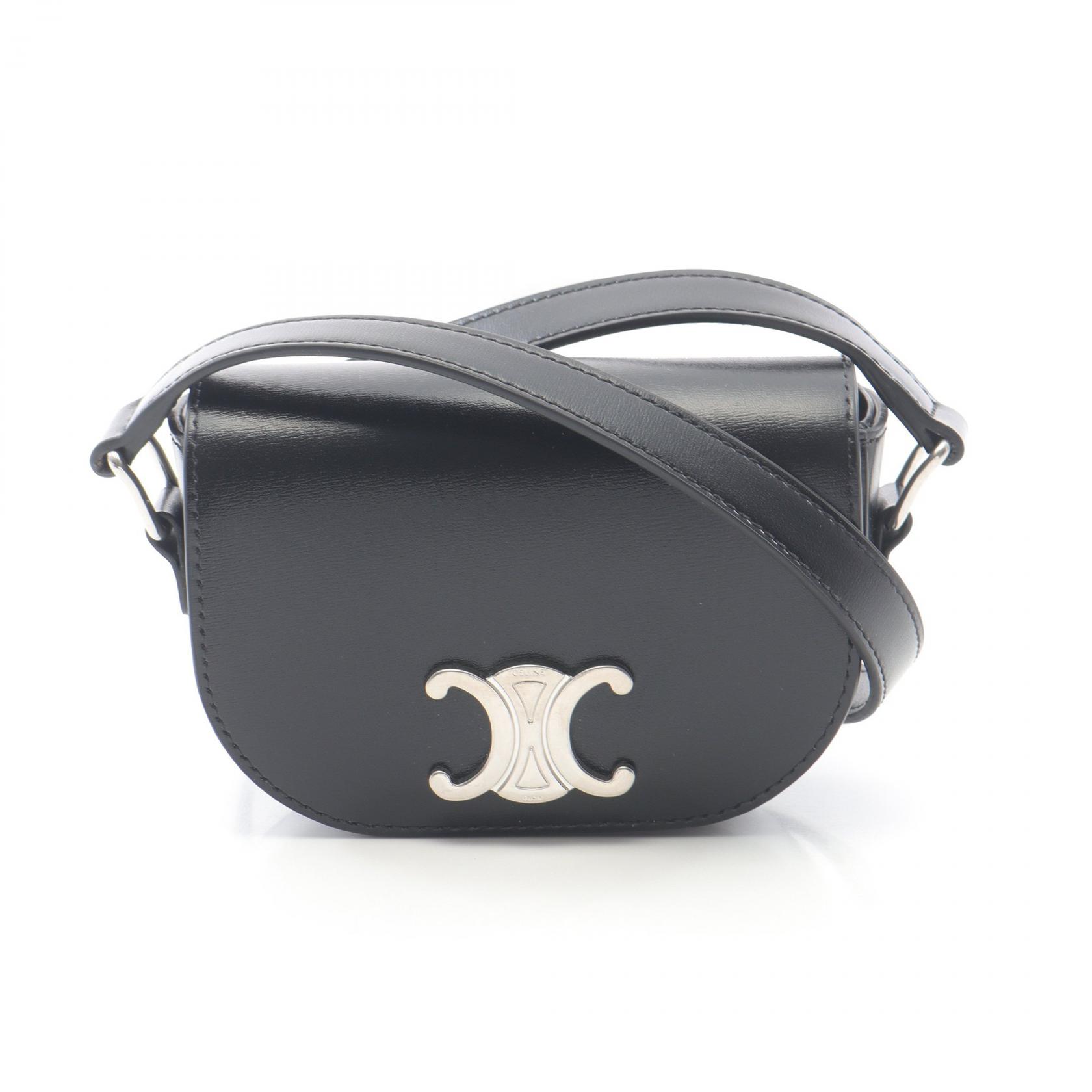 CELINE Triomphe Shoulder Bag 10N673DPV38DI leather Black NEW