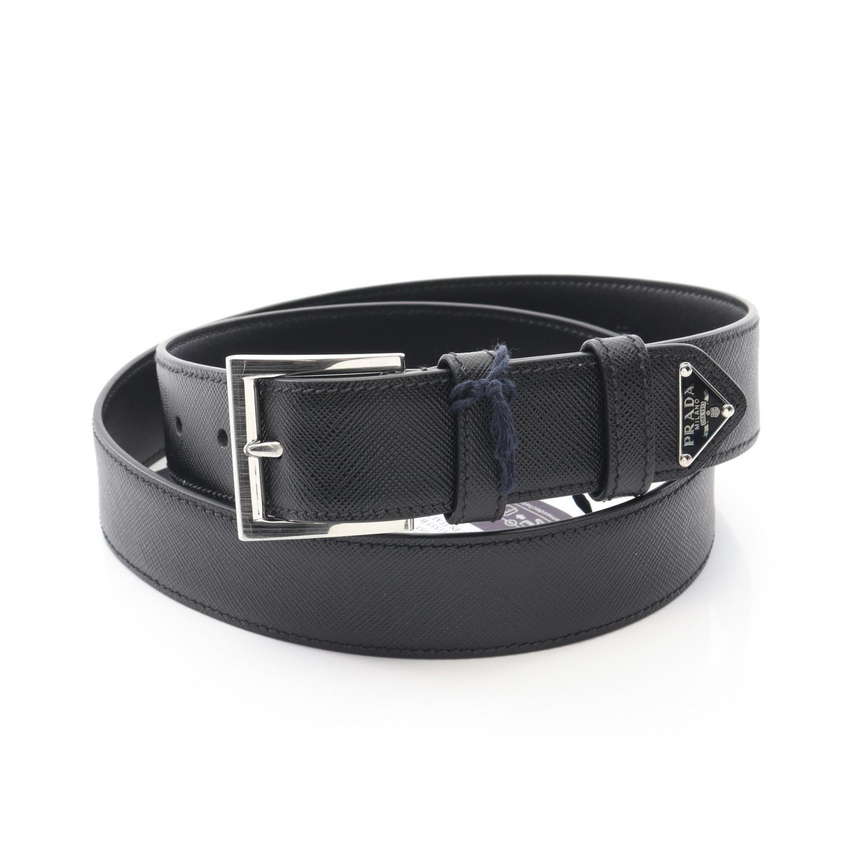 Prada black leather belt with silver buckle Prada Men main image 3