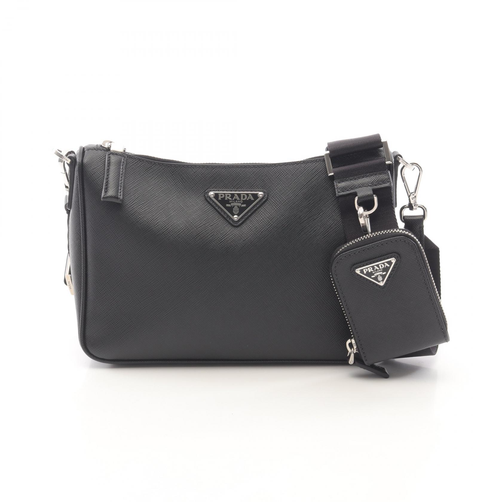 PRADA SAFFIANO TRAVEL Shoulder Bag 2VH1139Z2F0002 leather Black
