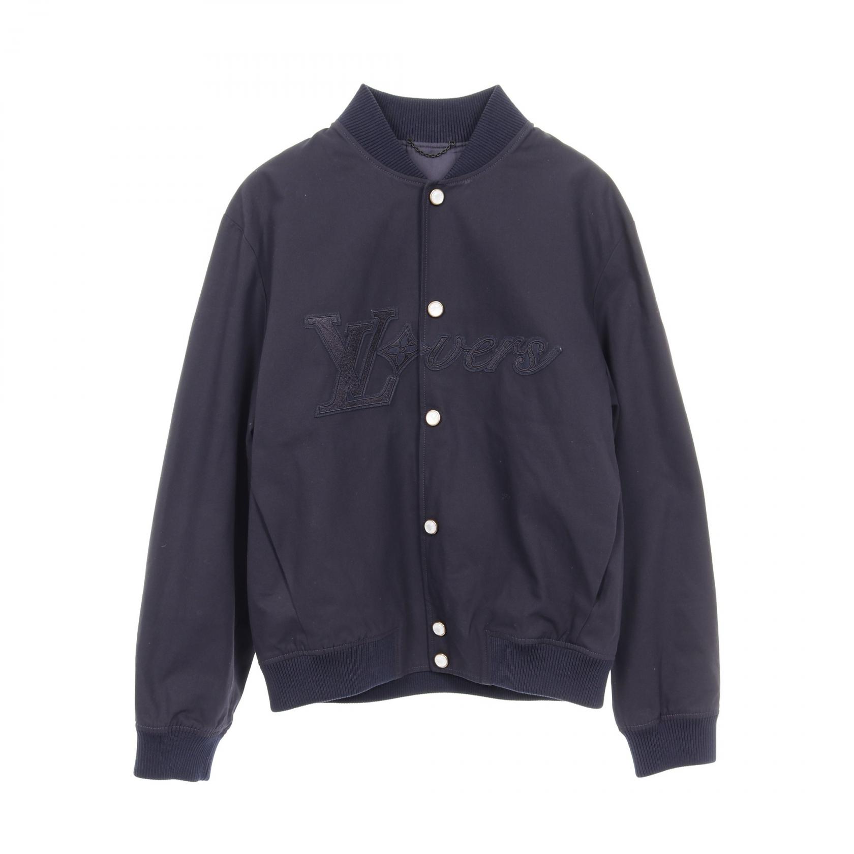 LOUIS VUITTON Embroidered Jacket Blouson Cotton Navy Size 50 Used 