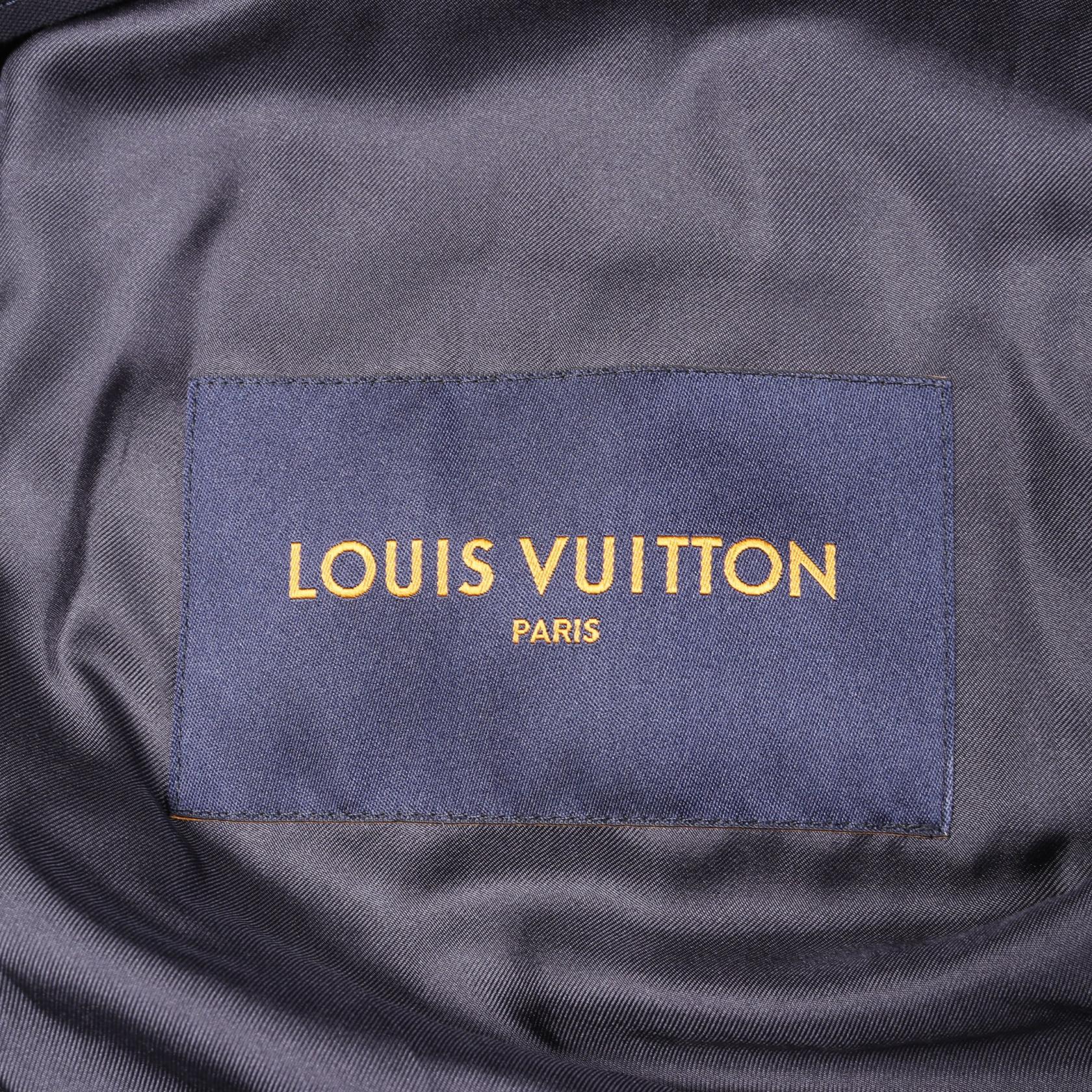 LOUIS VUITTON Embroidered Jacket Blouson Cotton Navy Size 50 Used