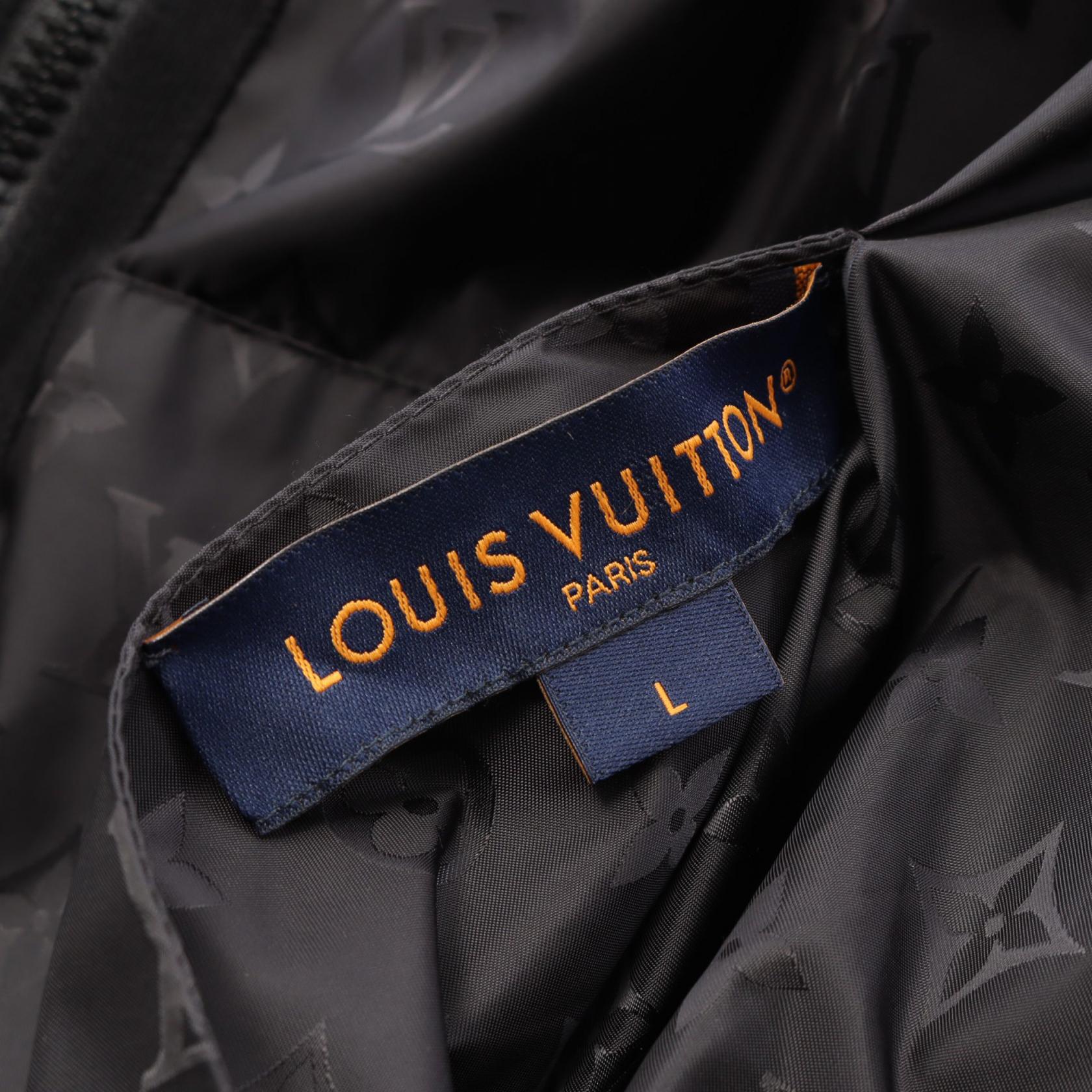 LOUIS VUITTON Monogram Zip-up Blouson Nylon cotton Black Used mens
