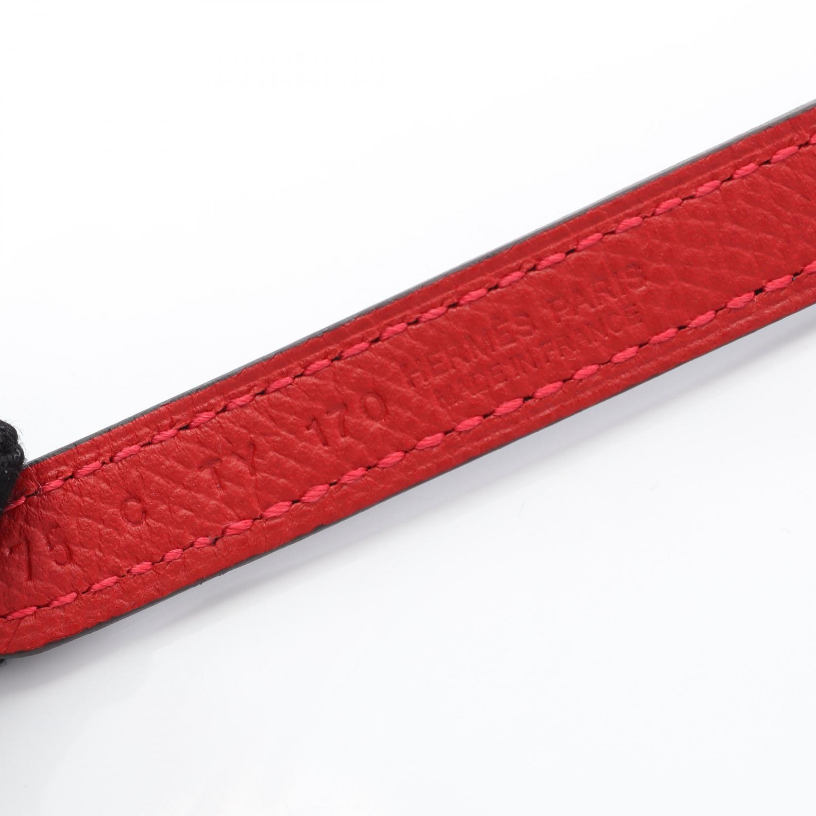 HERMES Sellier belt ceinture Epsom Swift leather Red Black SHW