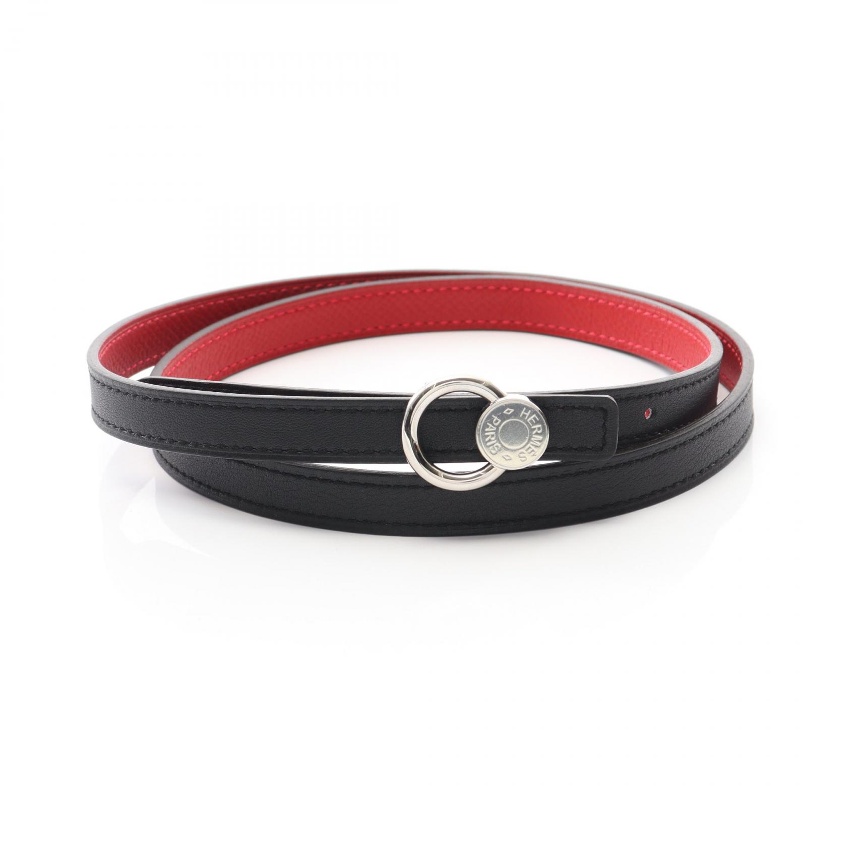 HERMES Sellier belt ceinture Epsom Swift leather Red Black  display picture 3