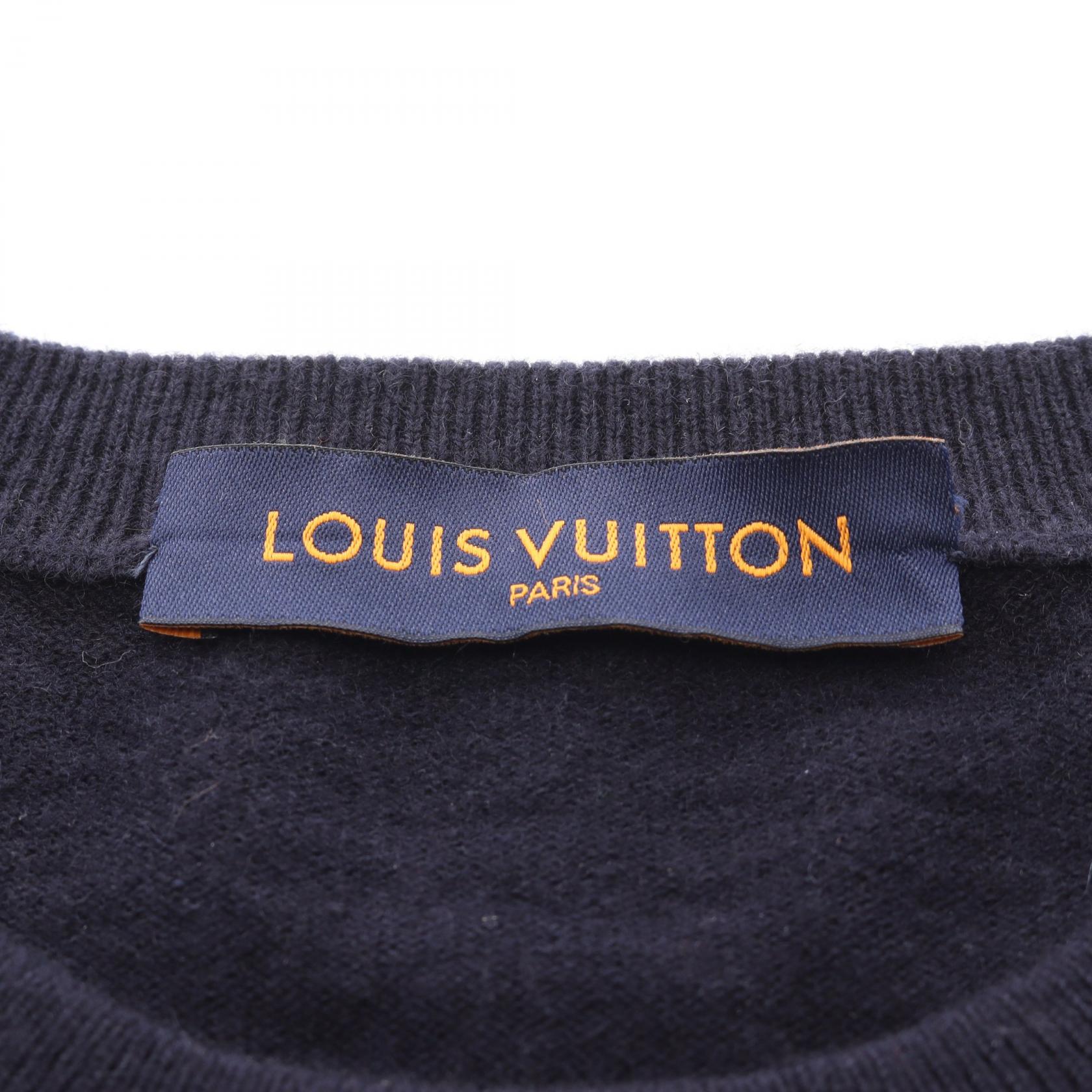 Louis Vuitton ドライバーズニット ネイビー ロゴ刺繍 Louis Vuitton NIGO Intarsia Heart Turtleneck Sweater Navy L Virgil