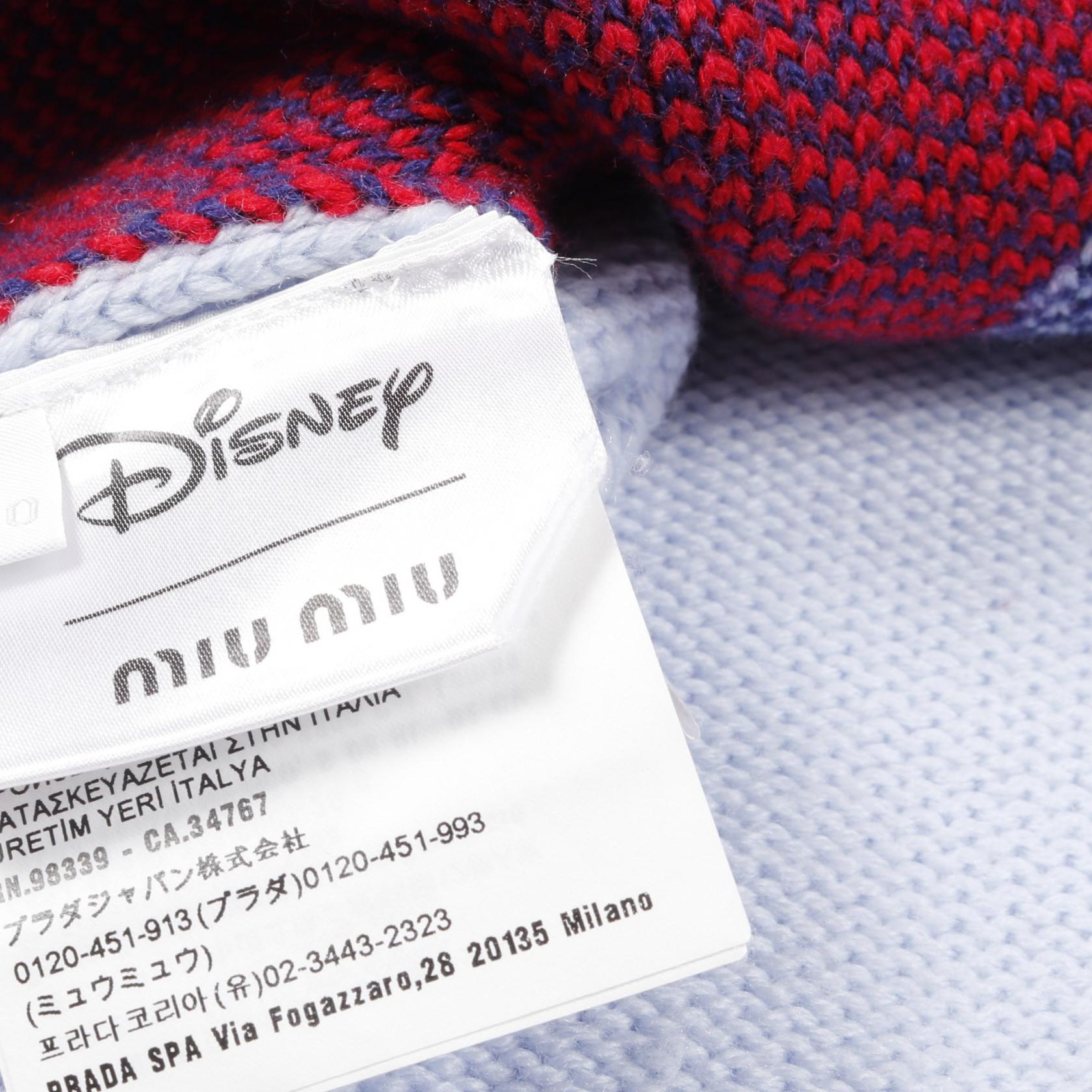 Miu Miu × Disney Pullover Sweater Knit Wool Blue Navy Red Size 40