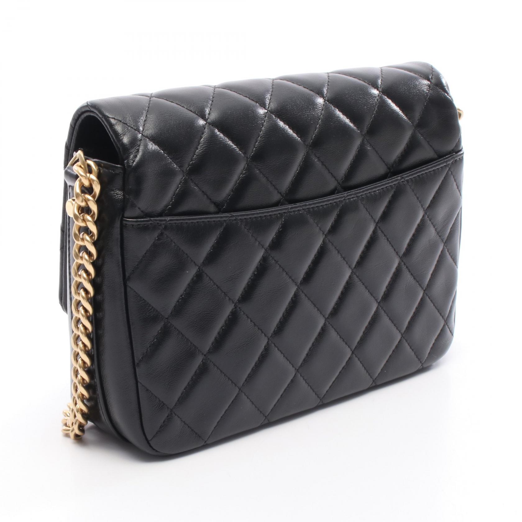 CHANEL COCO Mark chain crossbody Shoulder Bag Lambskin Black Used