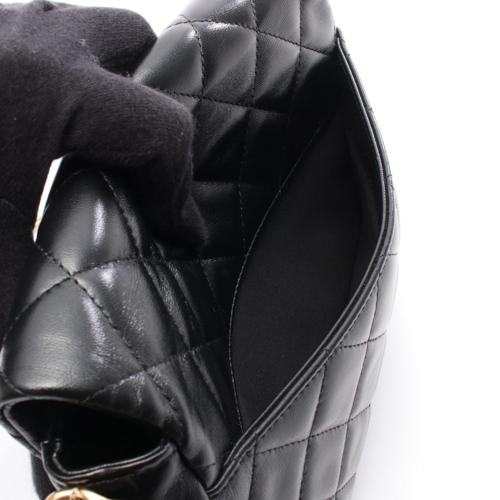 CHANEL COCO Mark chain crossbody Shoulder Bag Lambskin Black Used