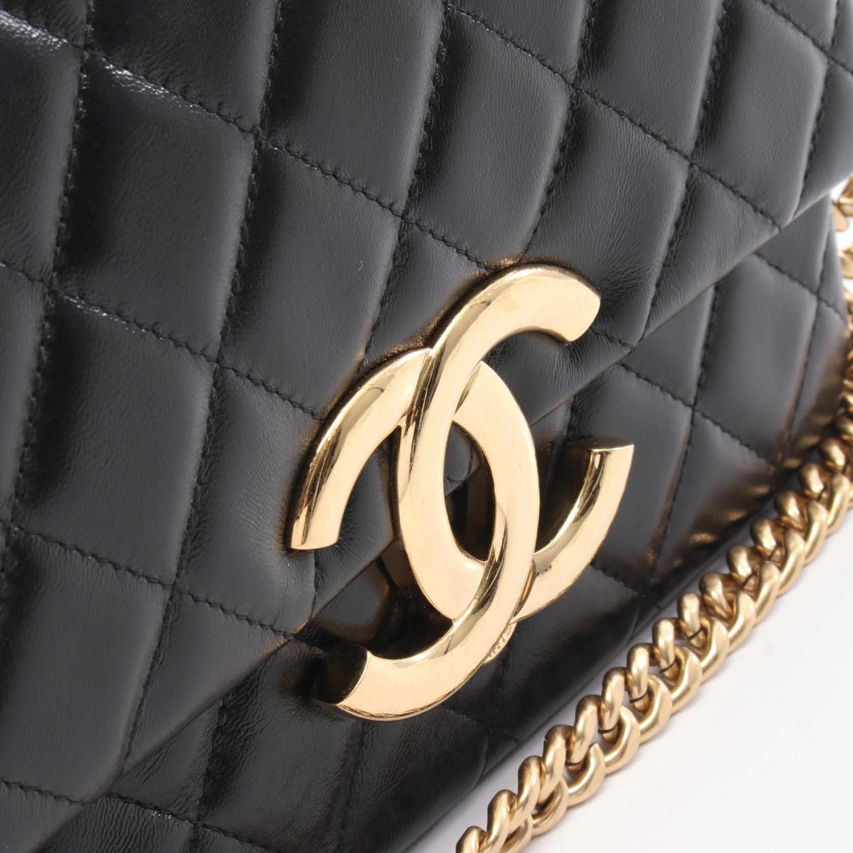CHANEL COCO Mark chain crossbody Shoulder Bag Lambskin Black Used