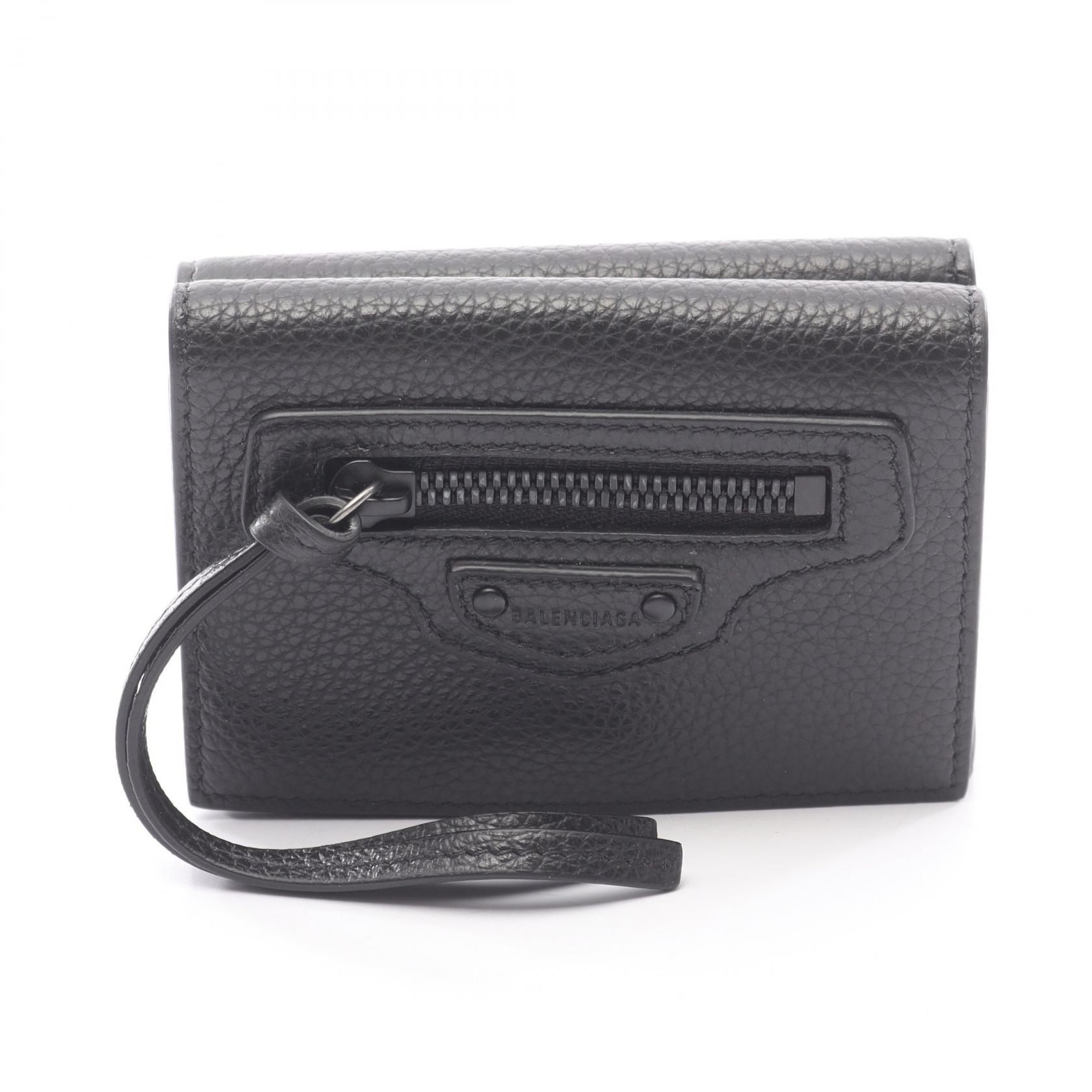 BALENCIAGA Classic mini wallet 64010715Y071000 leather Black NEW