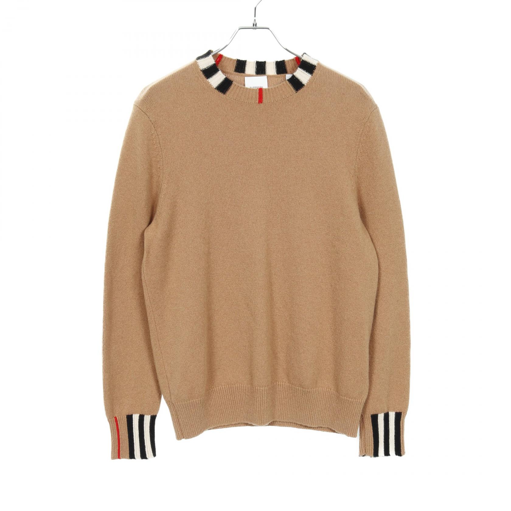 BURBERRY Icon Stripe Trim knitwear sweater 8020391 cashmere Brown