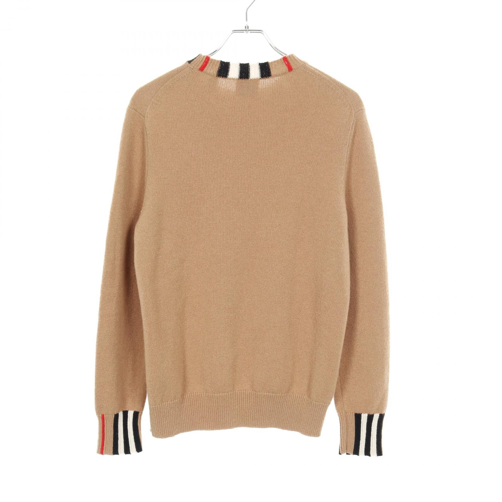 【Burberry】アイコンストライプトリム　カシミアセーター BURBERRY Icon Stripe Trim knitwear sweater 8020391 cashmere Brown
