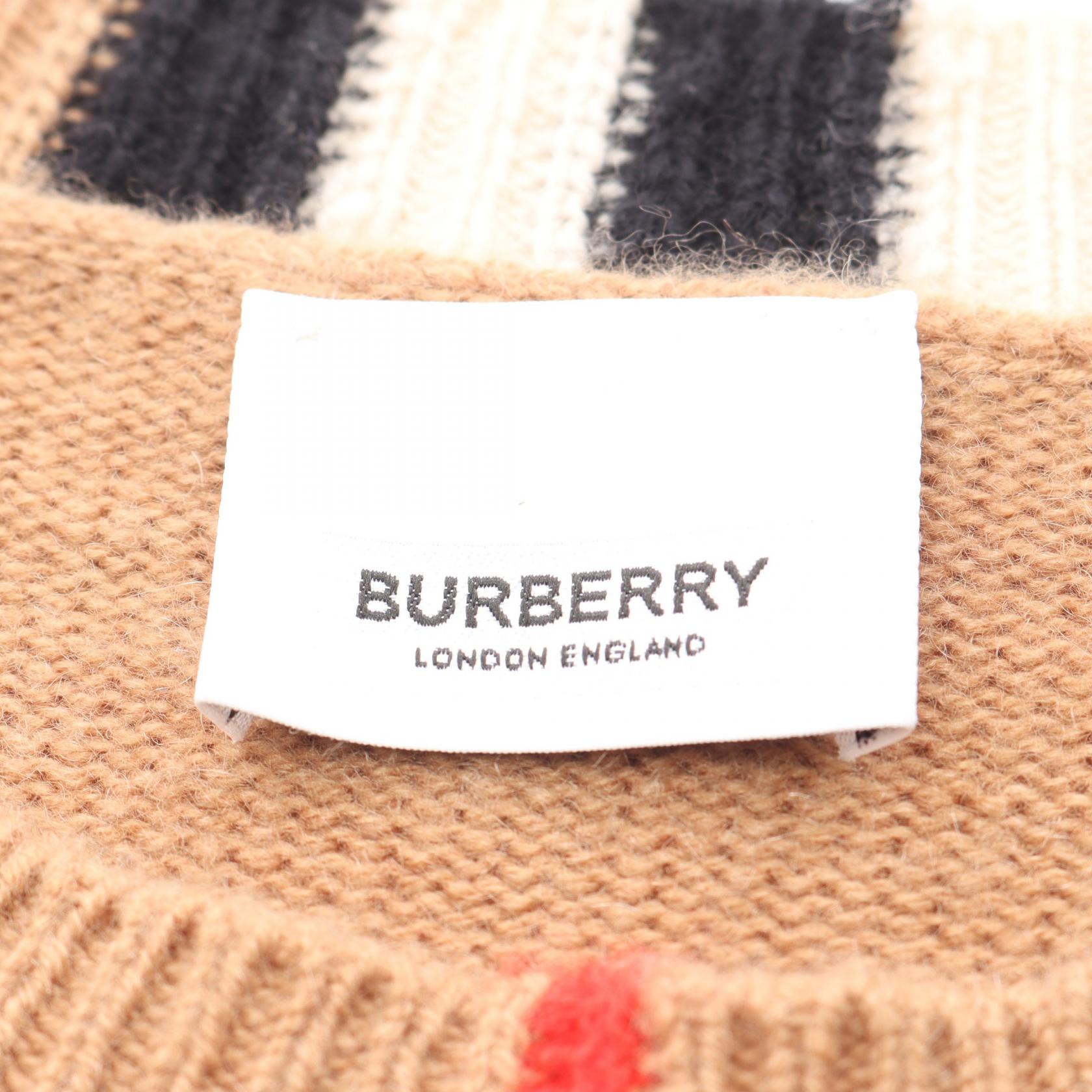 BURBERRY Icon Stripe Trim knitwear sweater 8020391 cashmere Brown