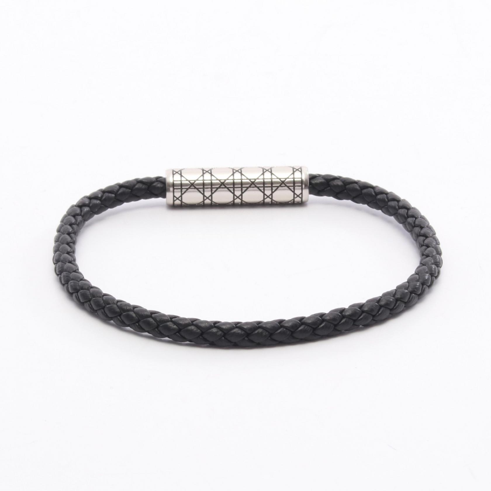 Christian Dior Cannage Braided Leather Bracelet 19cm
