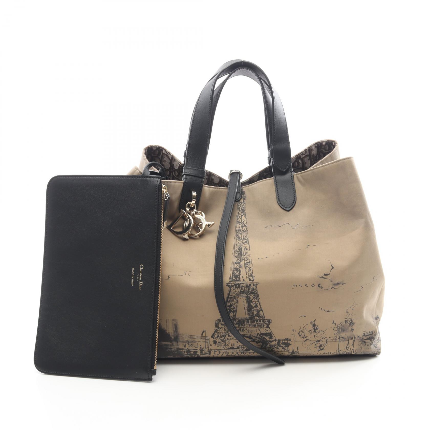 Christian Dior Toujours Oblique Large Tote Handbag canvas leather 