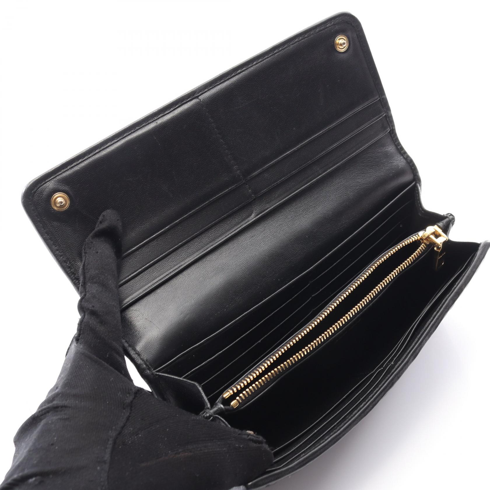 Miu Miu MATELASSE'1 Bifold long wallet purse 5MH109 leather Black