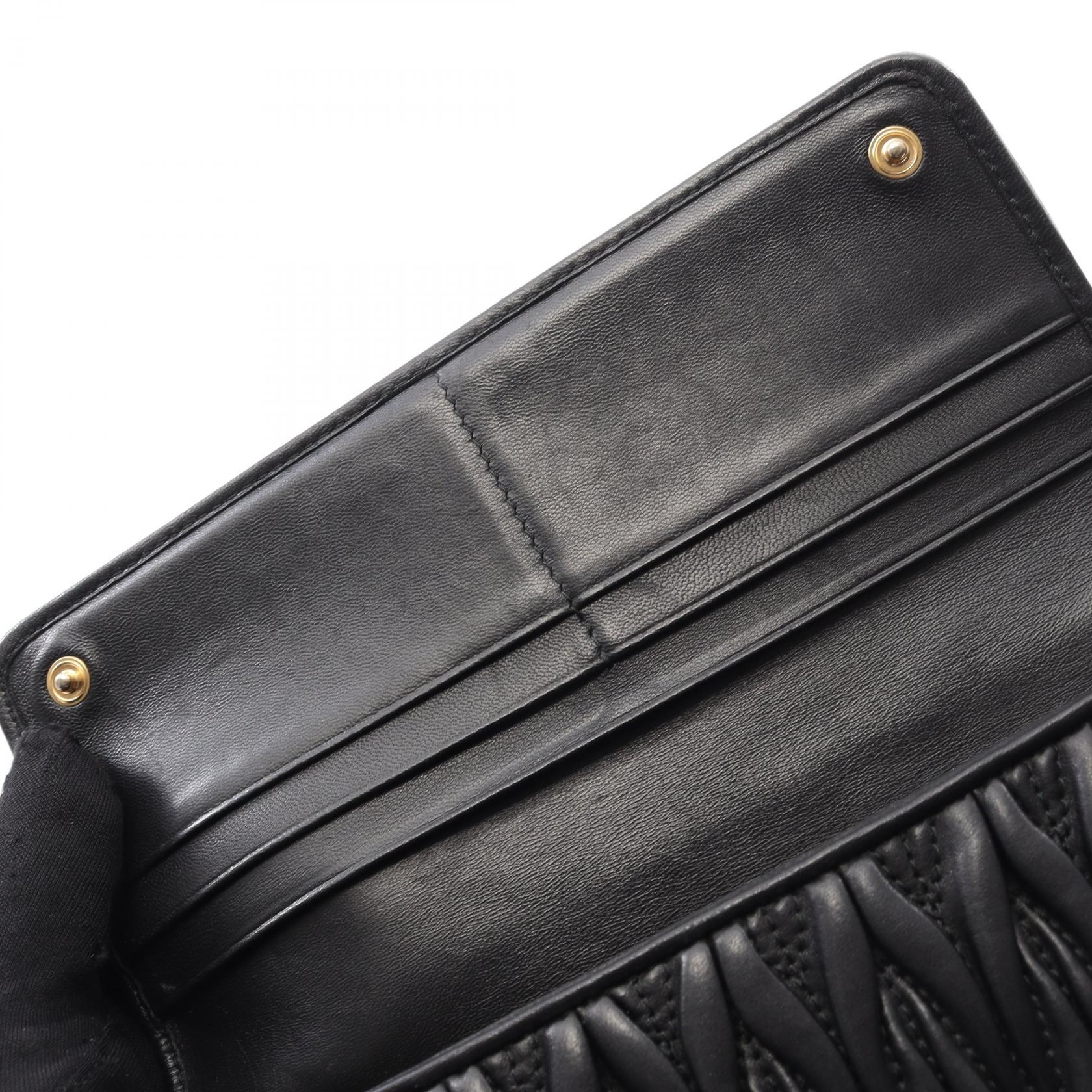 Miu Miu MATELASSE'1 Bifold long wallet purse 5MH109 leather Black