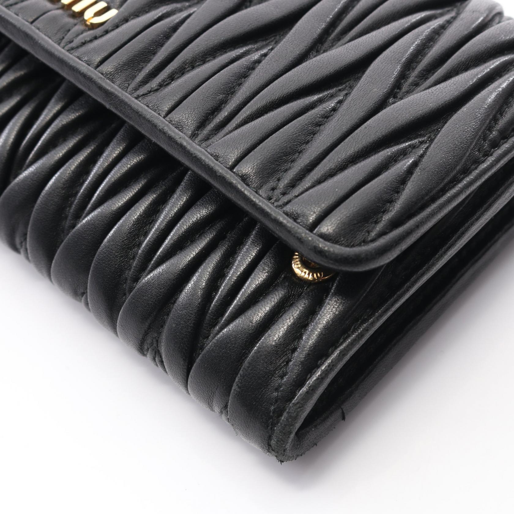 Miu Miu MATELASSE'1 Bifold long wallet purse 5MH109 leather Black