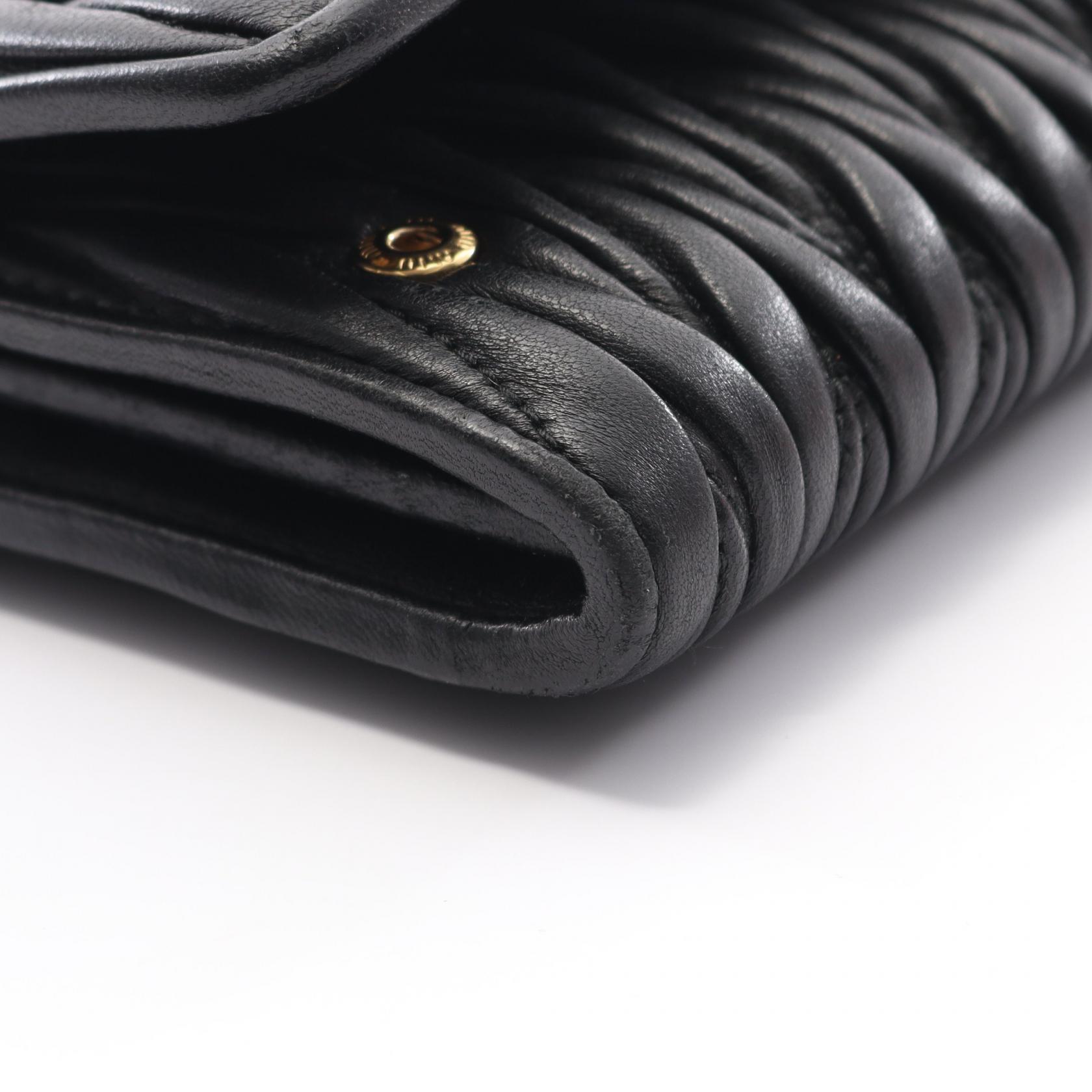 Miu Miu MATELASSE'1 Bifold long wallet purse 5MH109 leather Black
