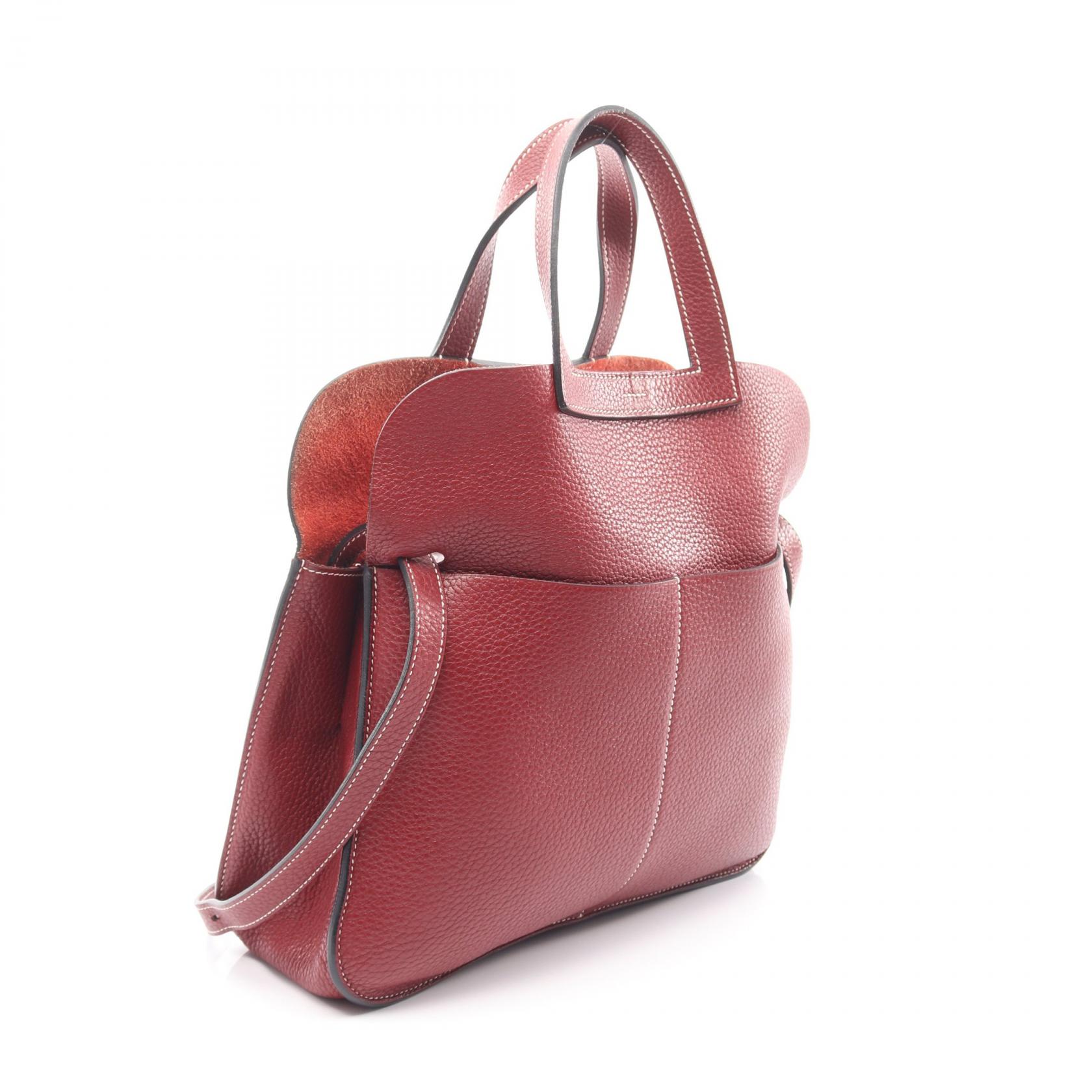 HERMES Halzan 31 Shoulder Handbag H082028CC55 Clemence leather Red