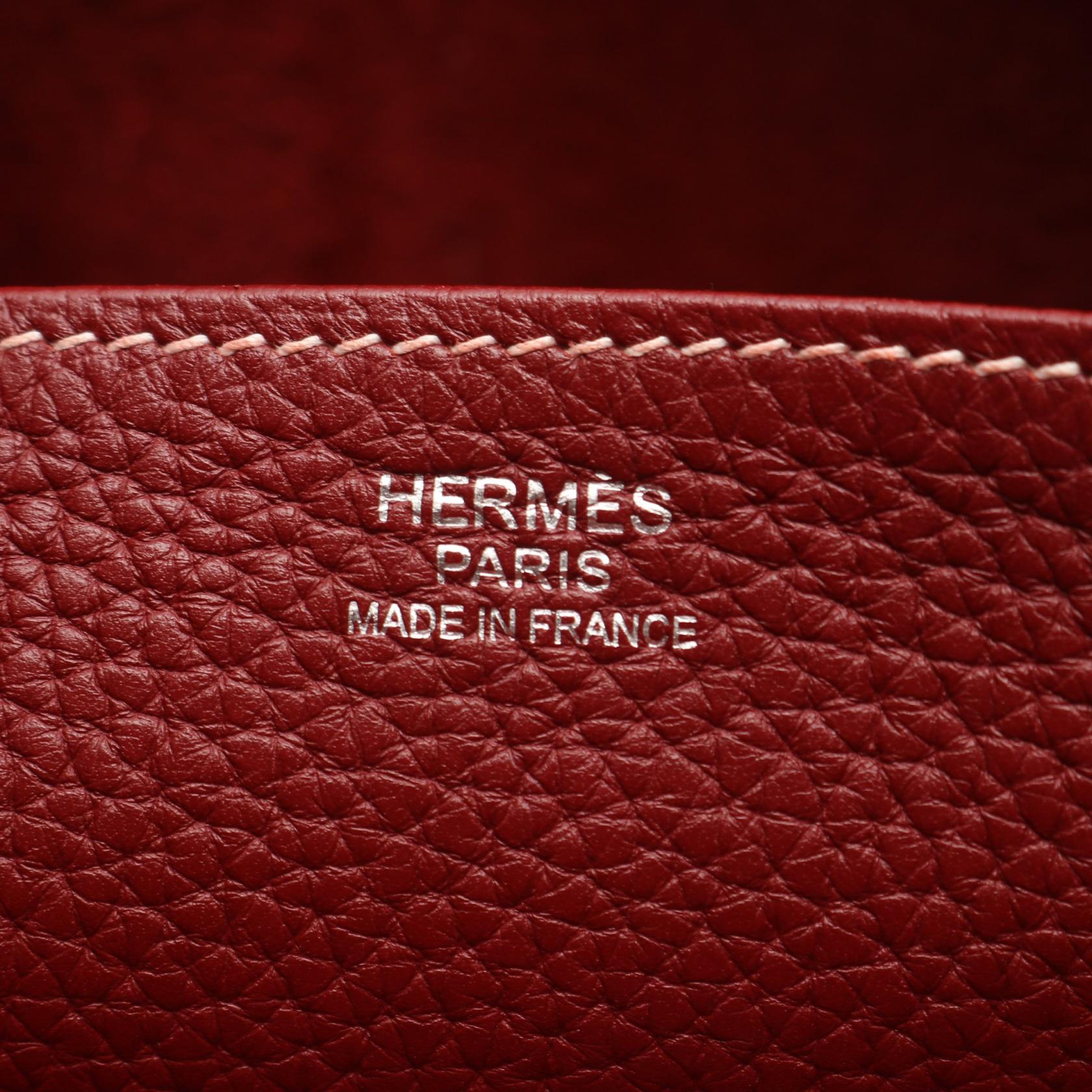HERMES Halzan 31 Shoulder Handbag H082028CC55 Clemence leather Red