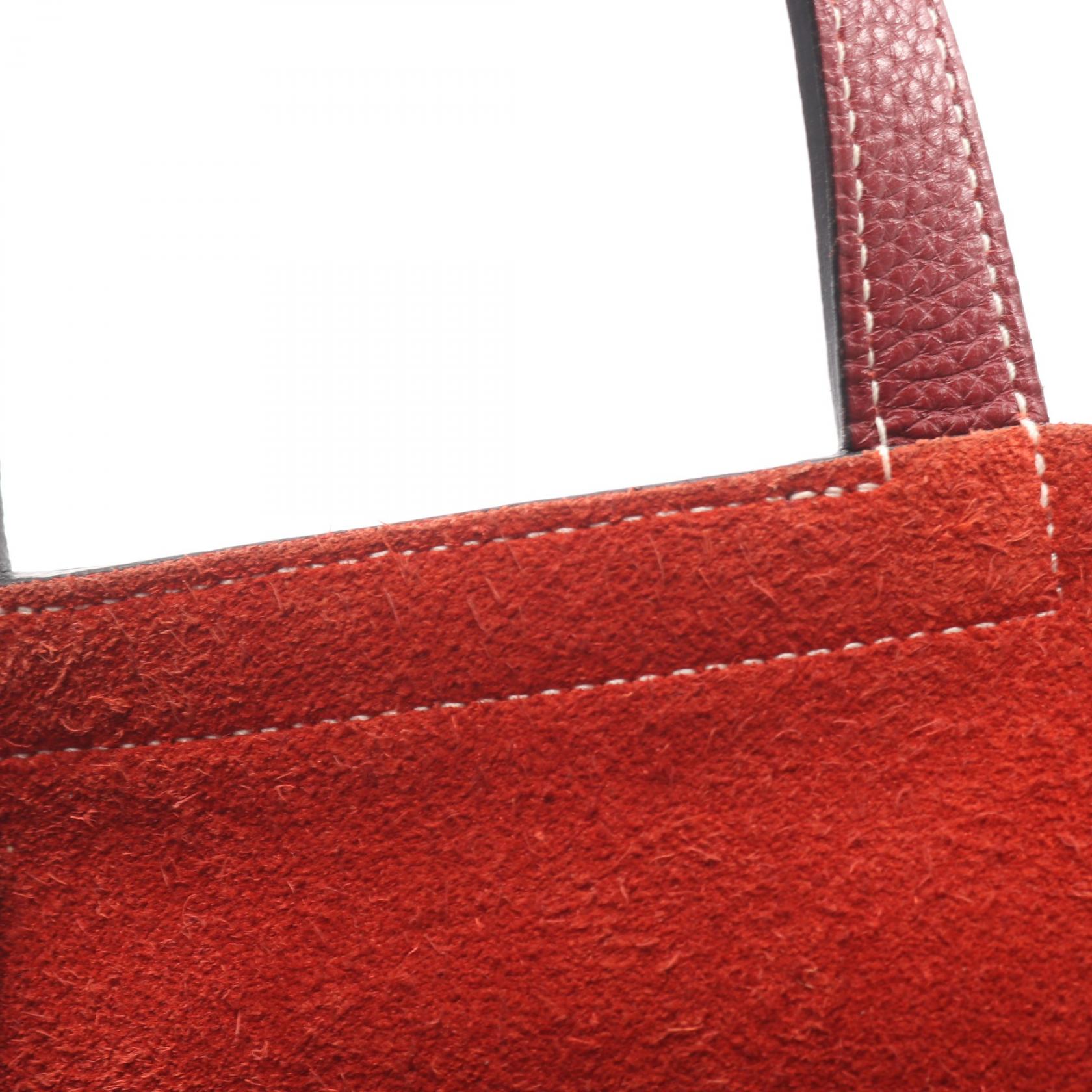 HERMES Halzan 31 Shoulder Handbag H082028CC55 Clemence leather Red