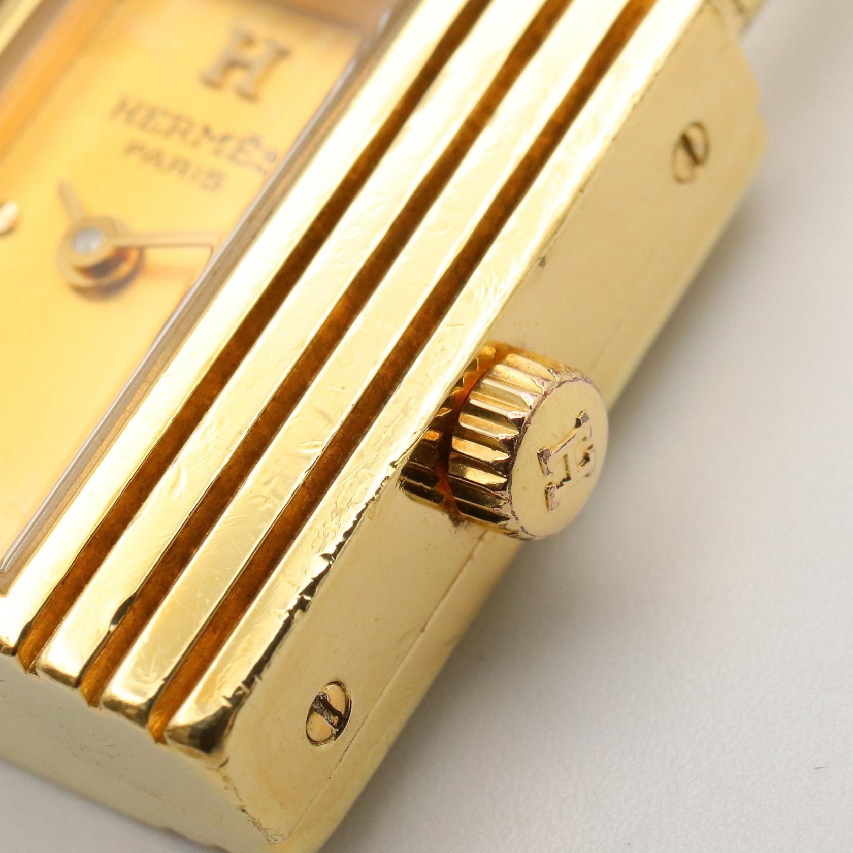 HERMES Kelly Wrist Watch KE1.201 Quartz Gold Plated Leather 