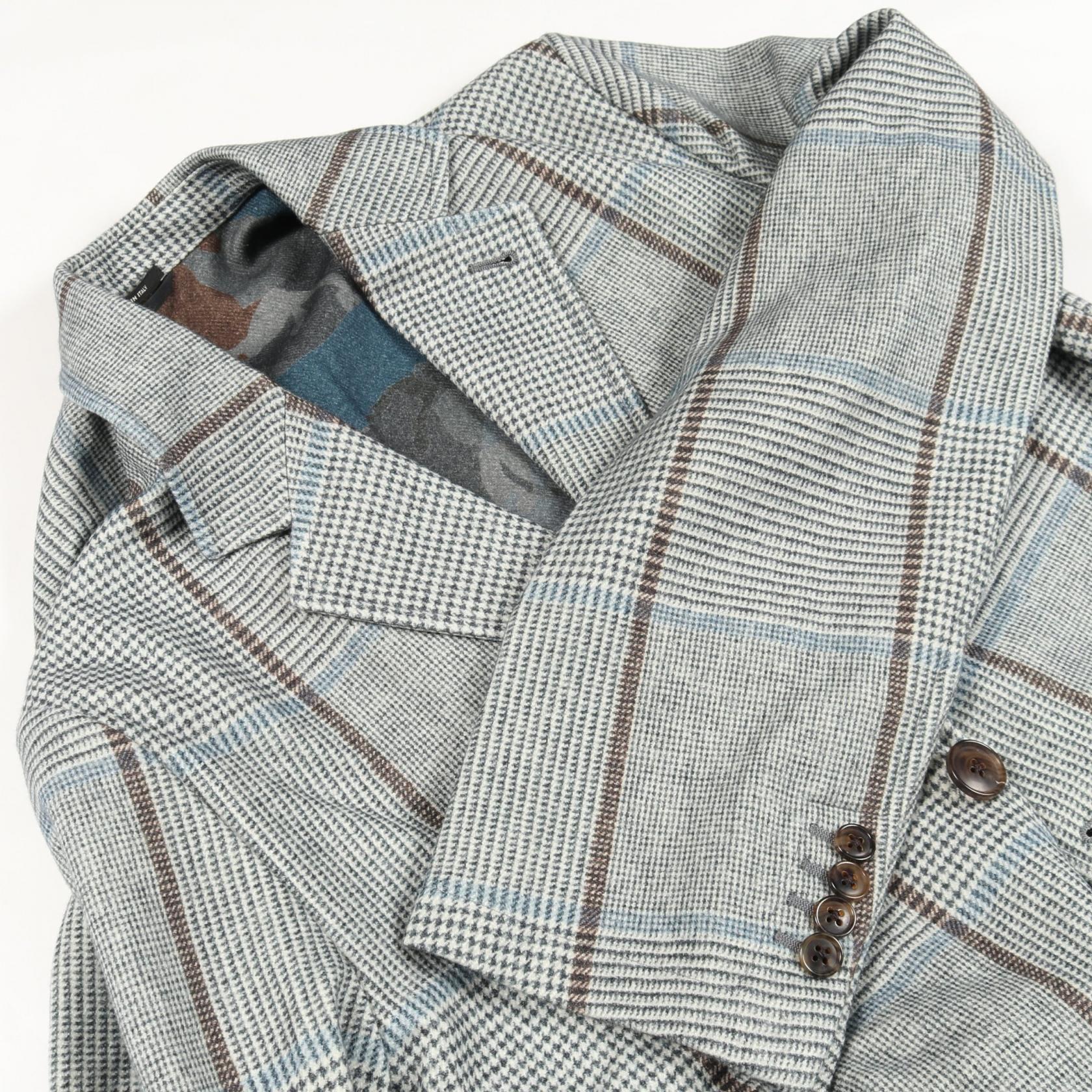 HERMES Tailored jacket G19993K silk wool cashmere Gray Brown Blue