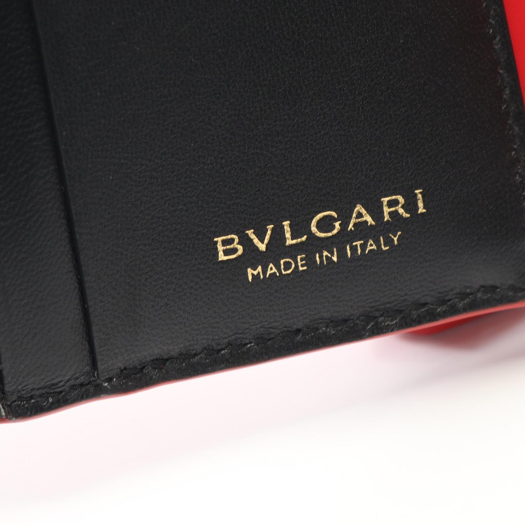 BVLGARI Serpenti Forever Bi-fold wallet leather Pink Red Used