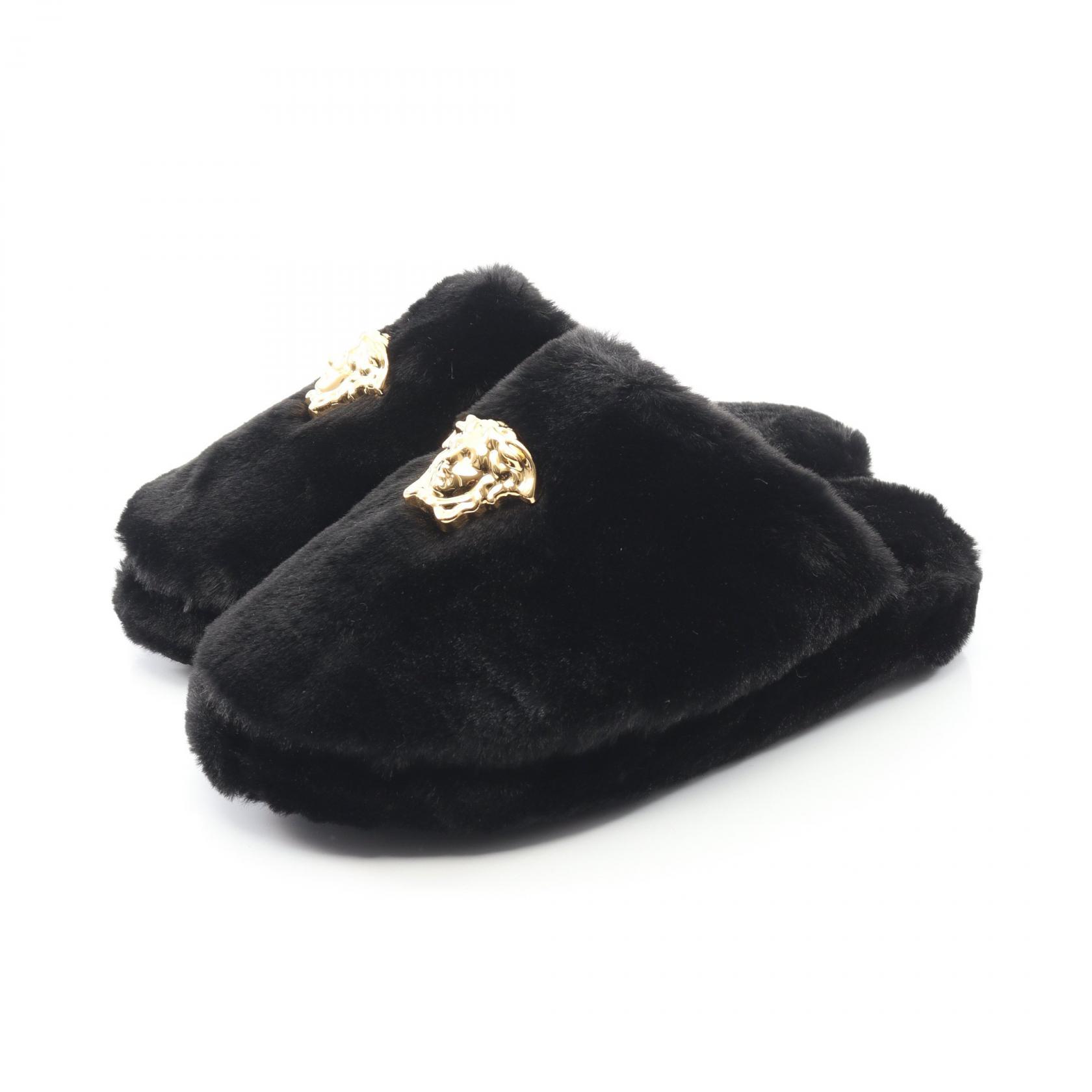 VERSACE Medusa Sandals ZSL000008ZPL00011 Faux fur Slippers Black