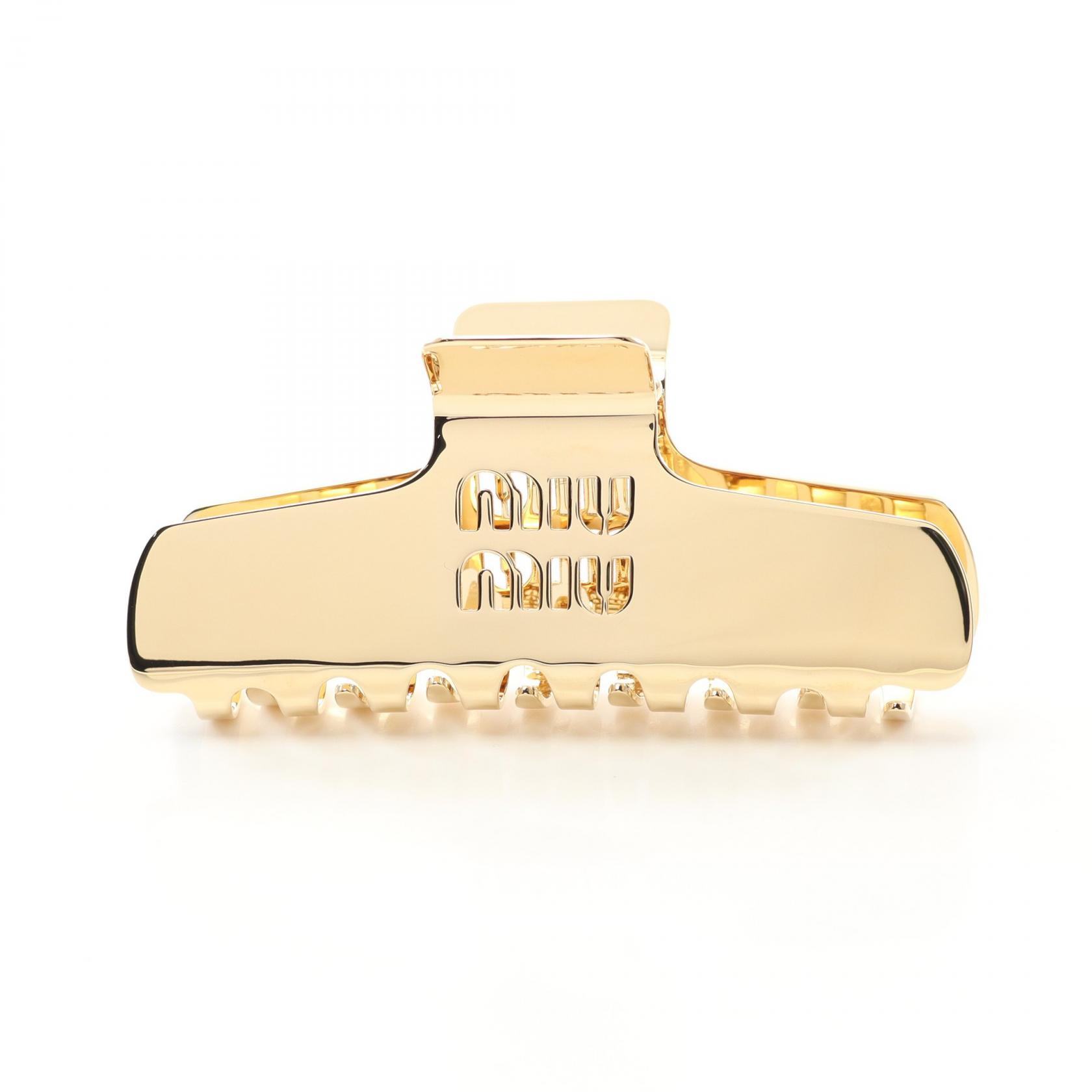 Miu Miu Hair clip Barrette 5IF2182DTUF0056 Gold Plated NEW Women