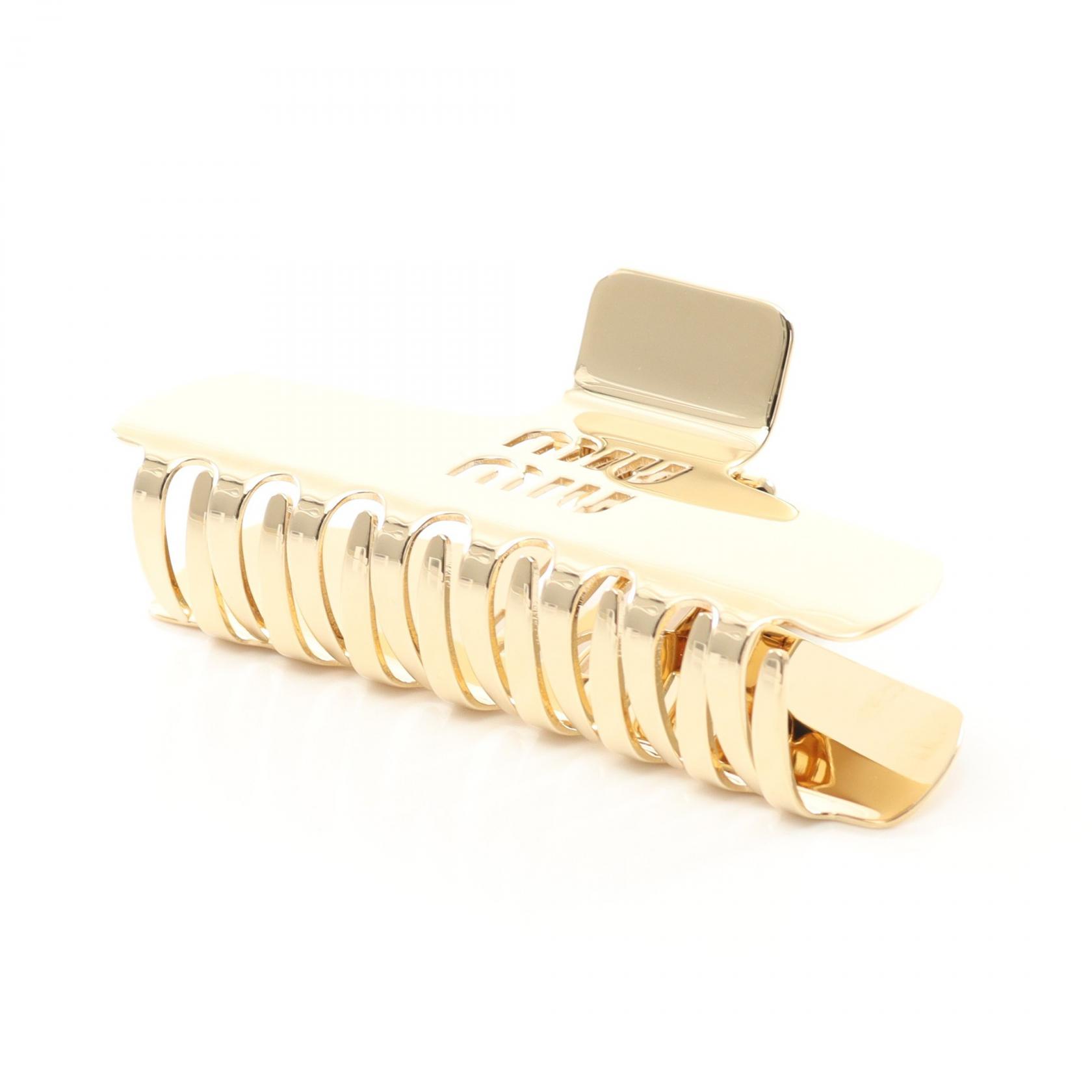 Miu Miu Hair clip Barrette 5IF2182DTUF0056 Gold Plated NEW Women