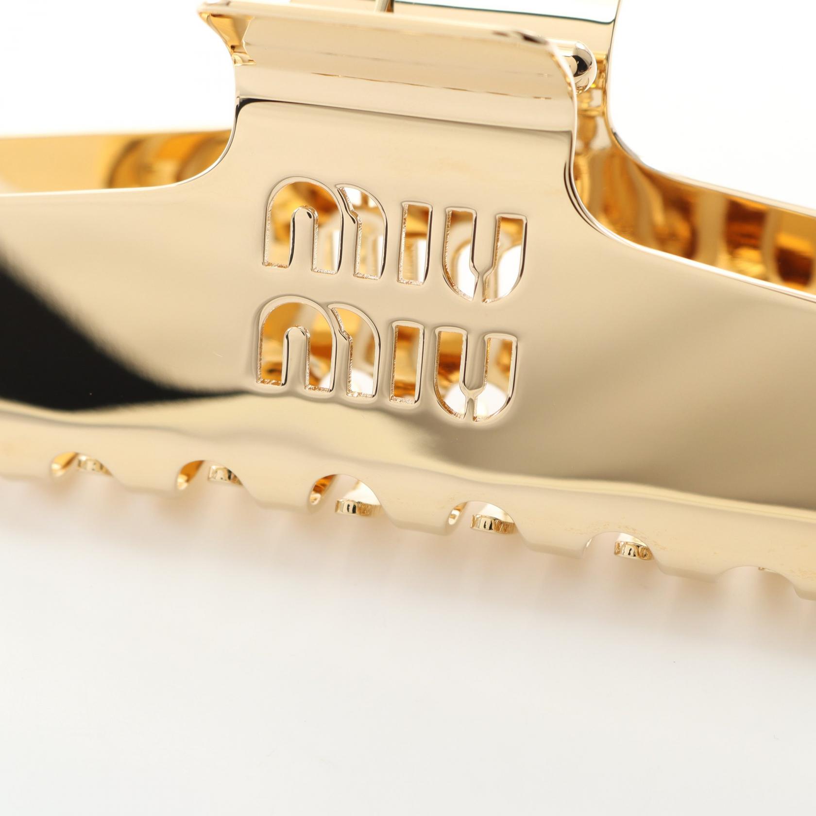 Miu Miu Hair clip Barrette 5IF2182DTUF0056 Gold Plated NEW Women